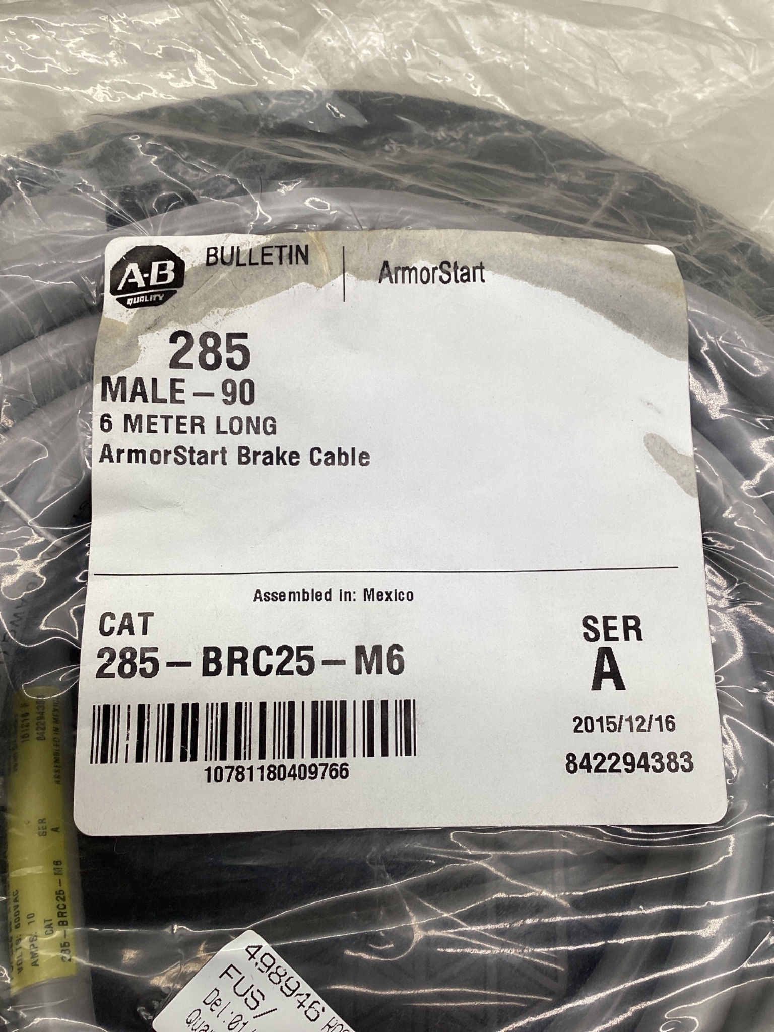 ALLEN BRADLEY 285-BRC25-M6 ArmorStart Brake Cable 6M NEW 1