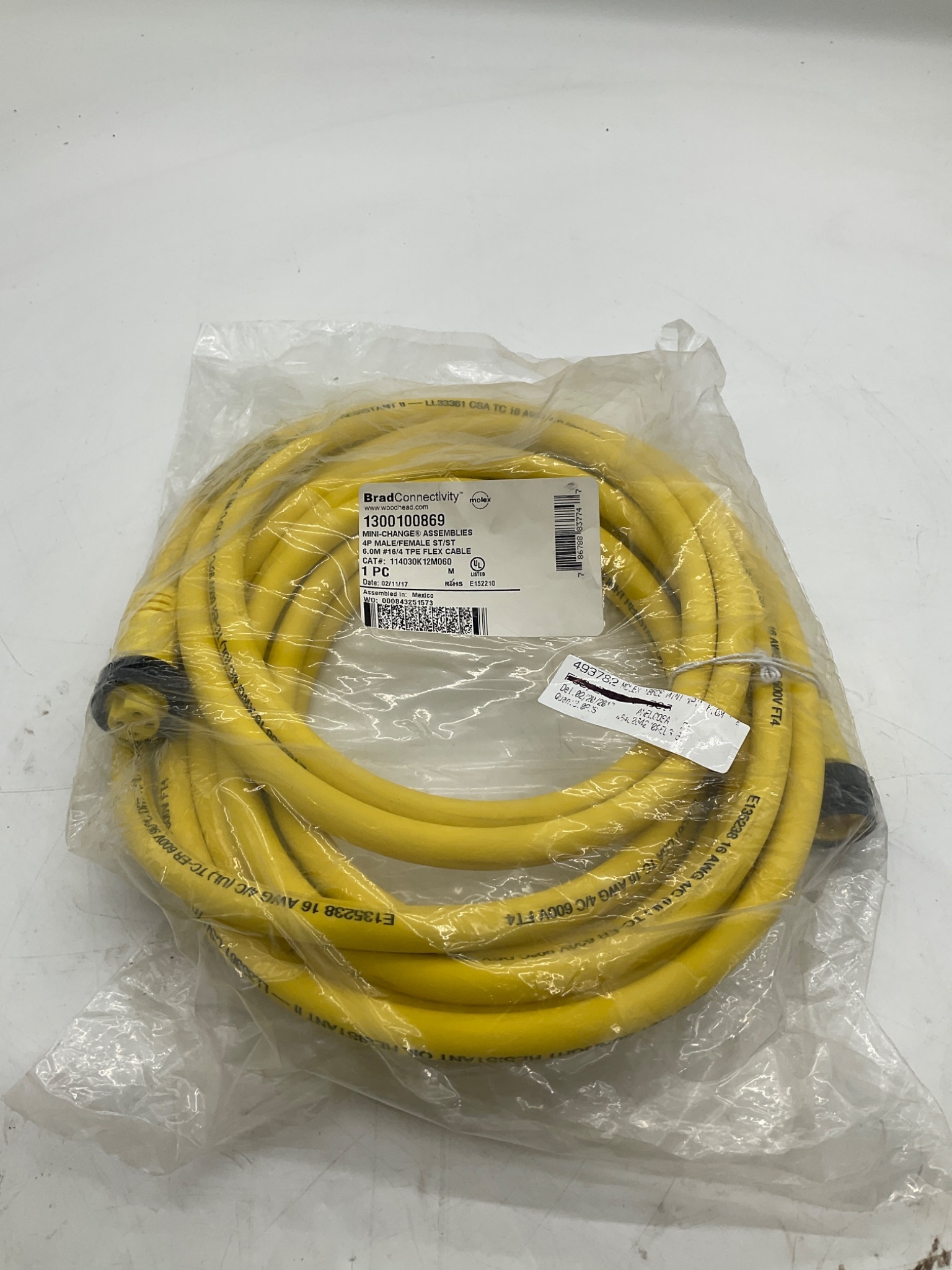 Brad Connectivity 1300100869 Mini-Change 4-Pole Male/Female 6M Cordset NEW 0