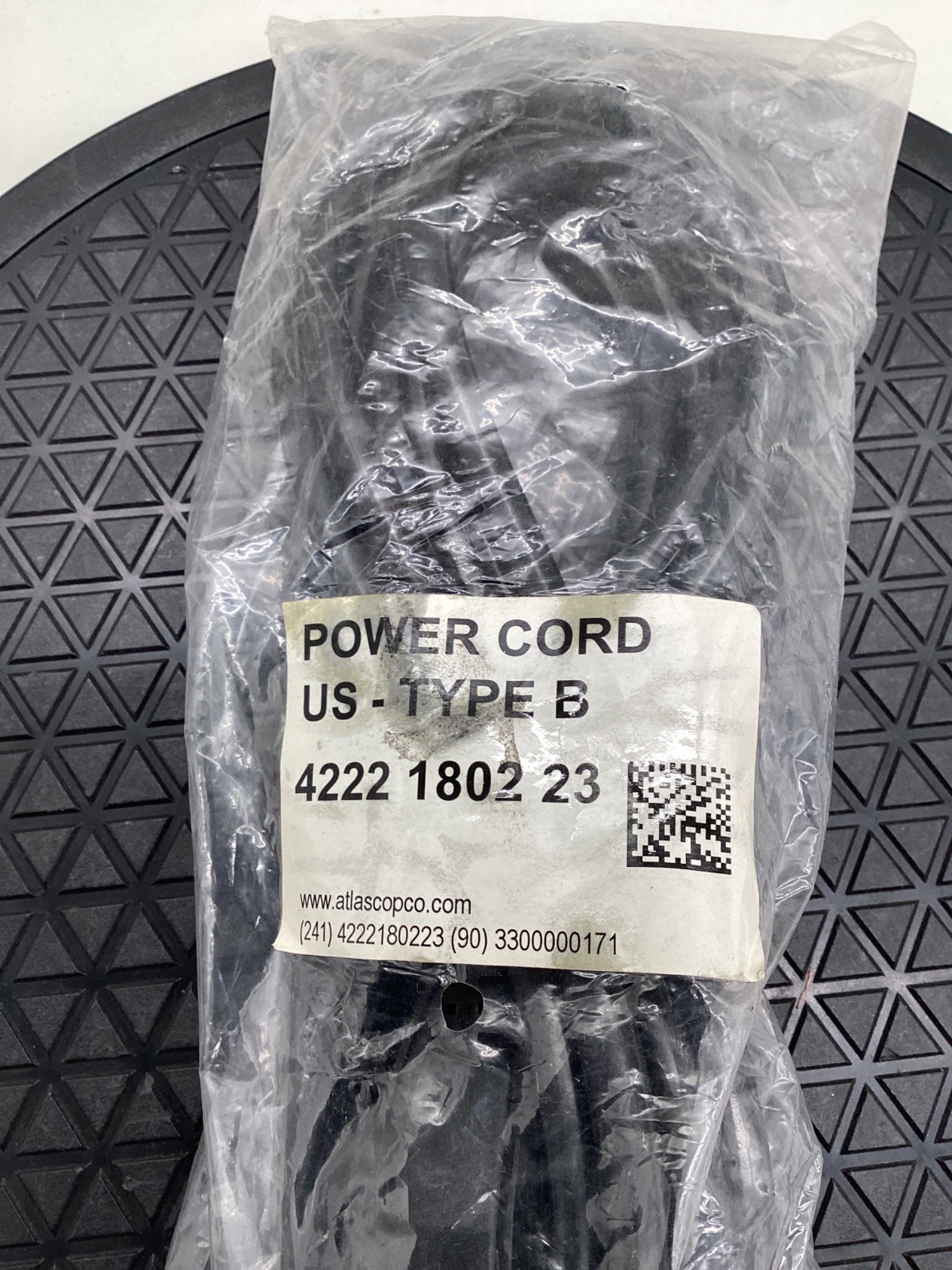 Atlas Copco 4222 1802 23 US Type B Power Cord NEW 1