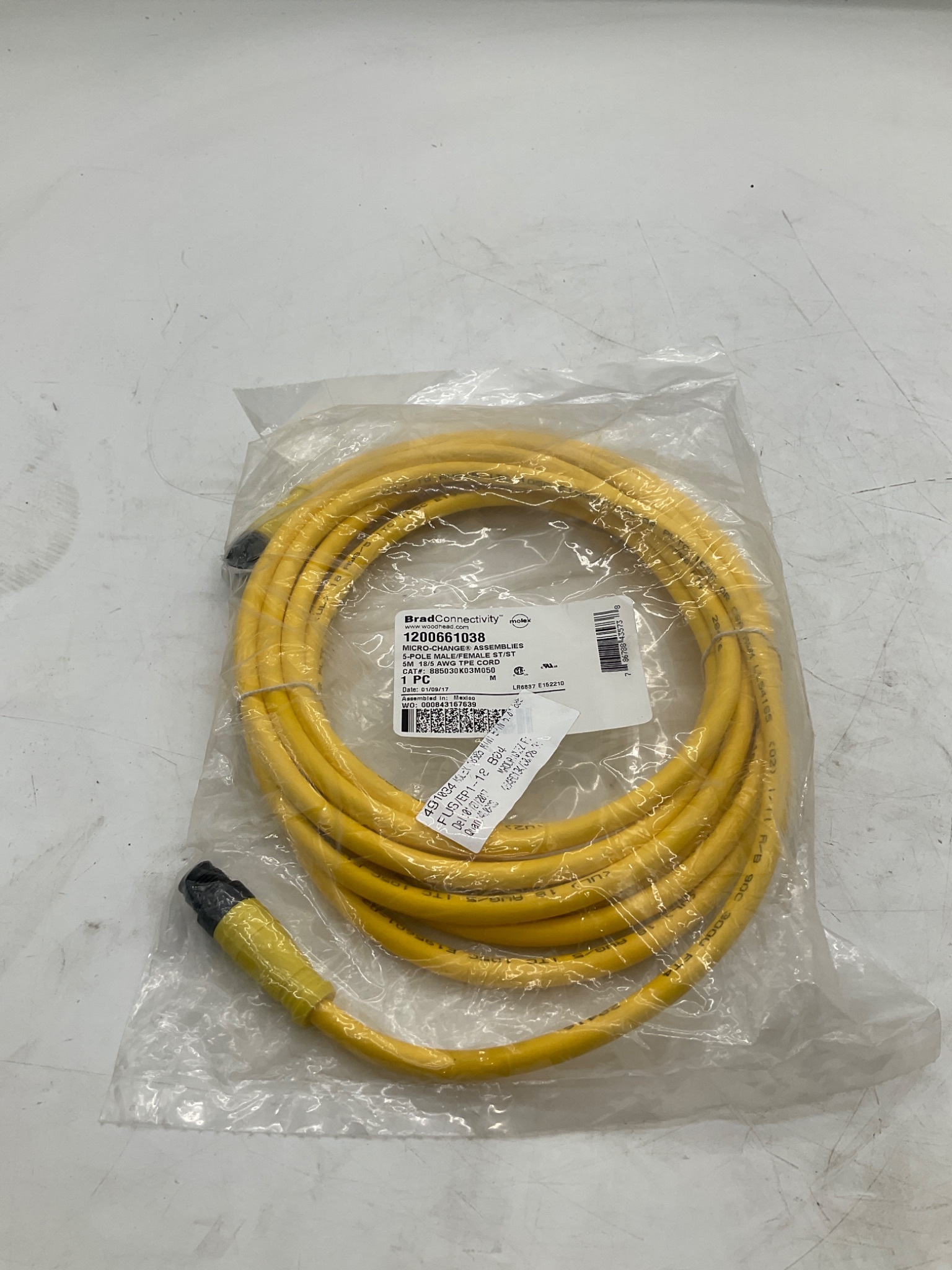 Brad Connectivity 1200661038 Micro-Change 5-Pole Male/Female 5M Cordset NEW 0