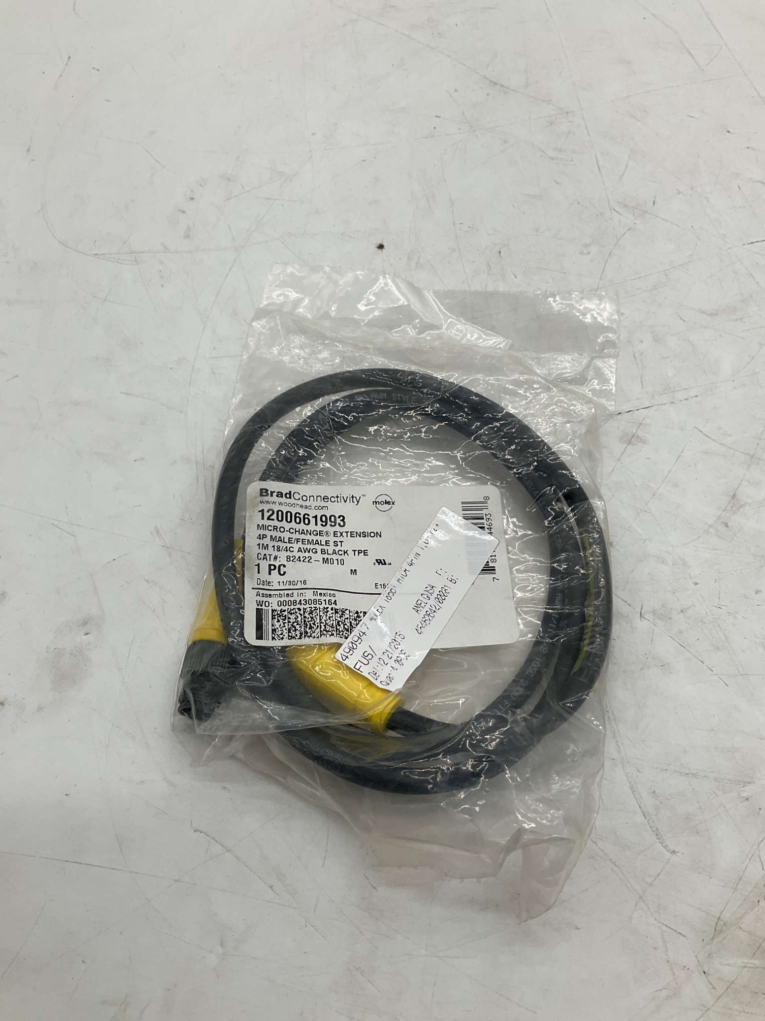 Brad Connectivity 1200661993 Micro-Change 4-Pole Male/Female 1M Extension Cordset NEW 0