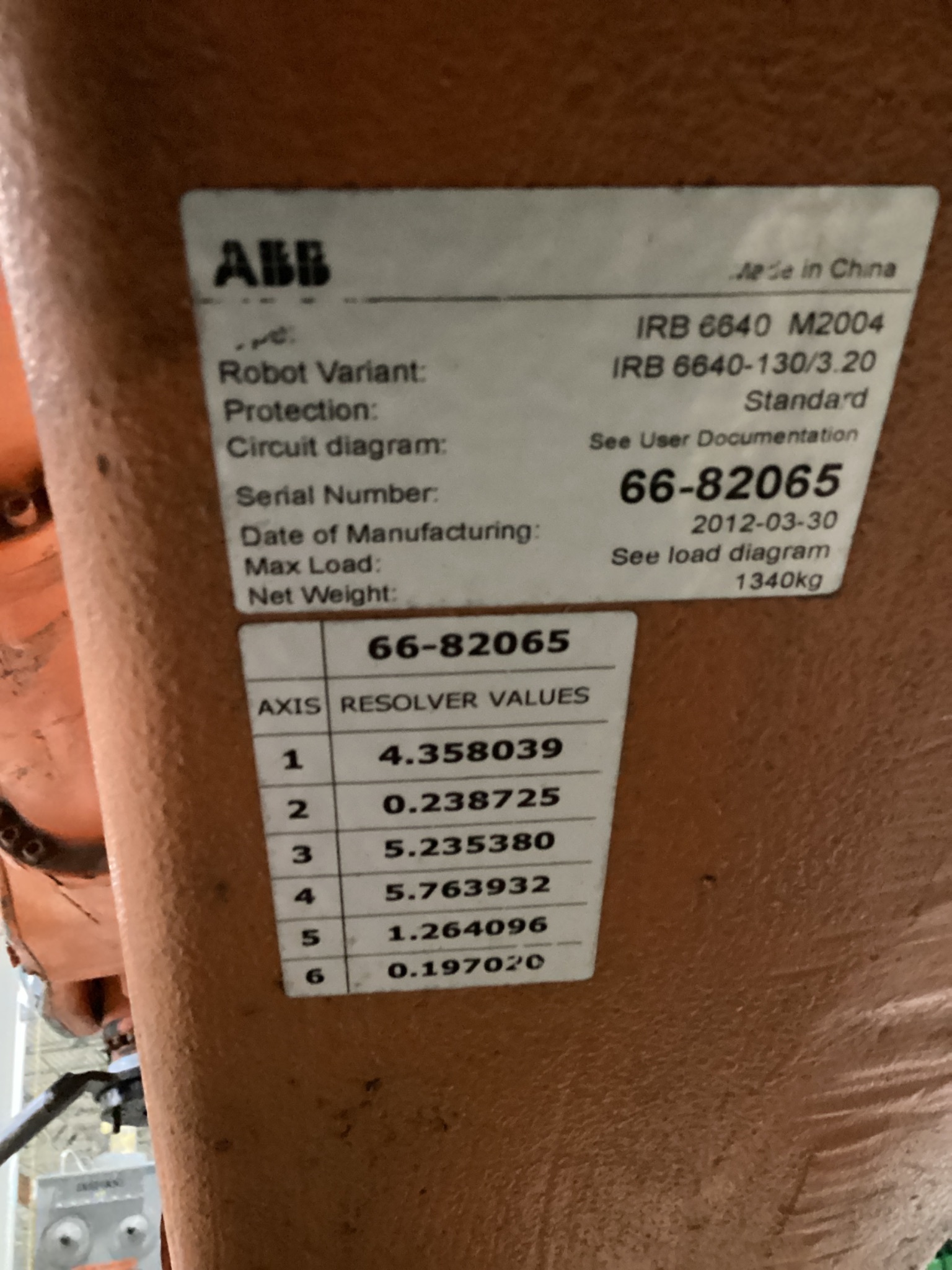 ABB IRB 6640-130/3.20 M2004 130kg 3.2m 6-Axis Robot Arm USED 4