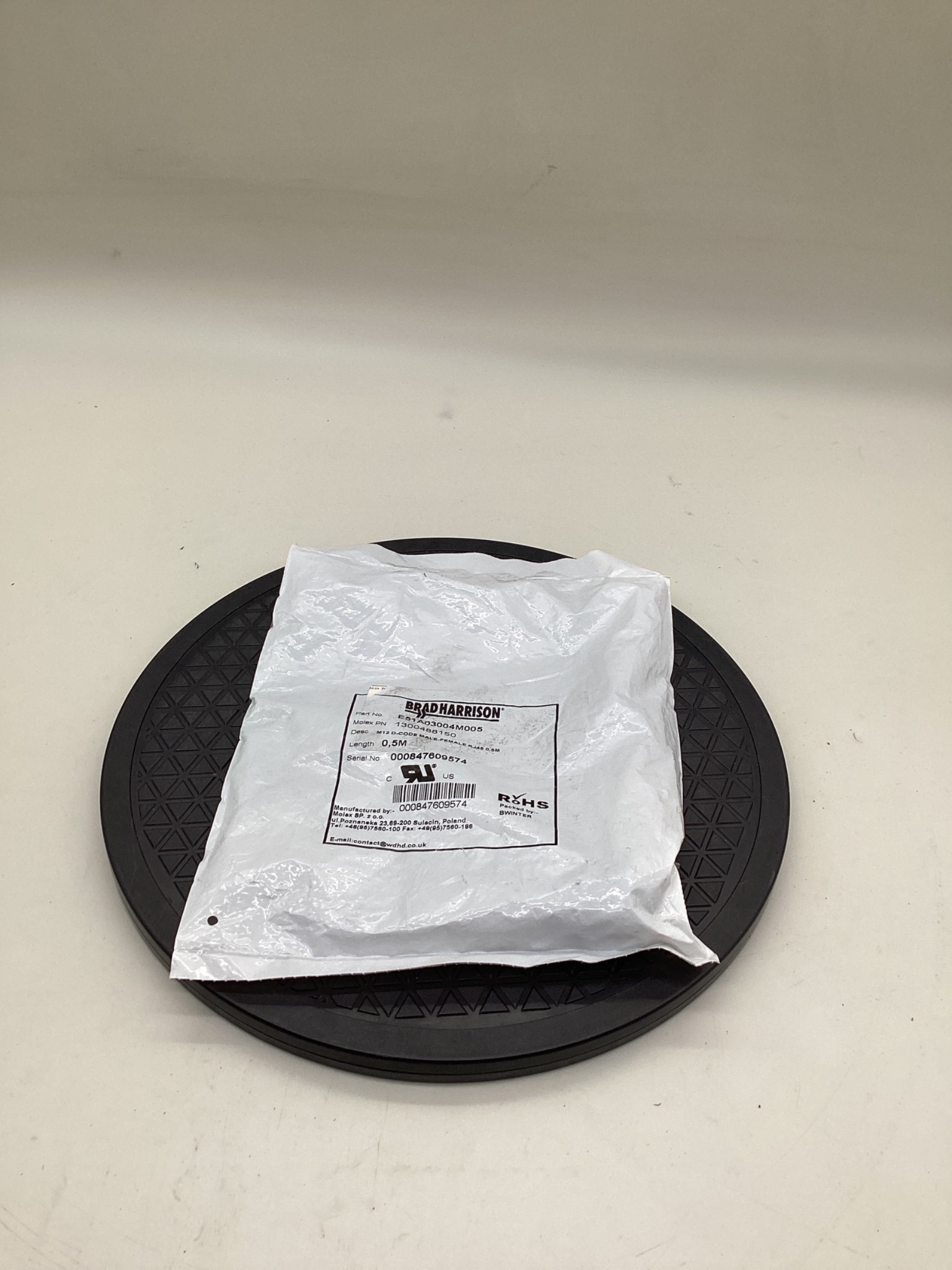BRAD HARRISON E51A03004M005 M12 D-Coded To RJ45 Ethernet Cordset 0.5M NEW 0
