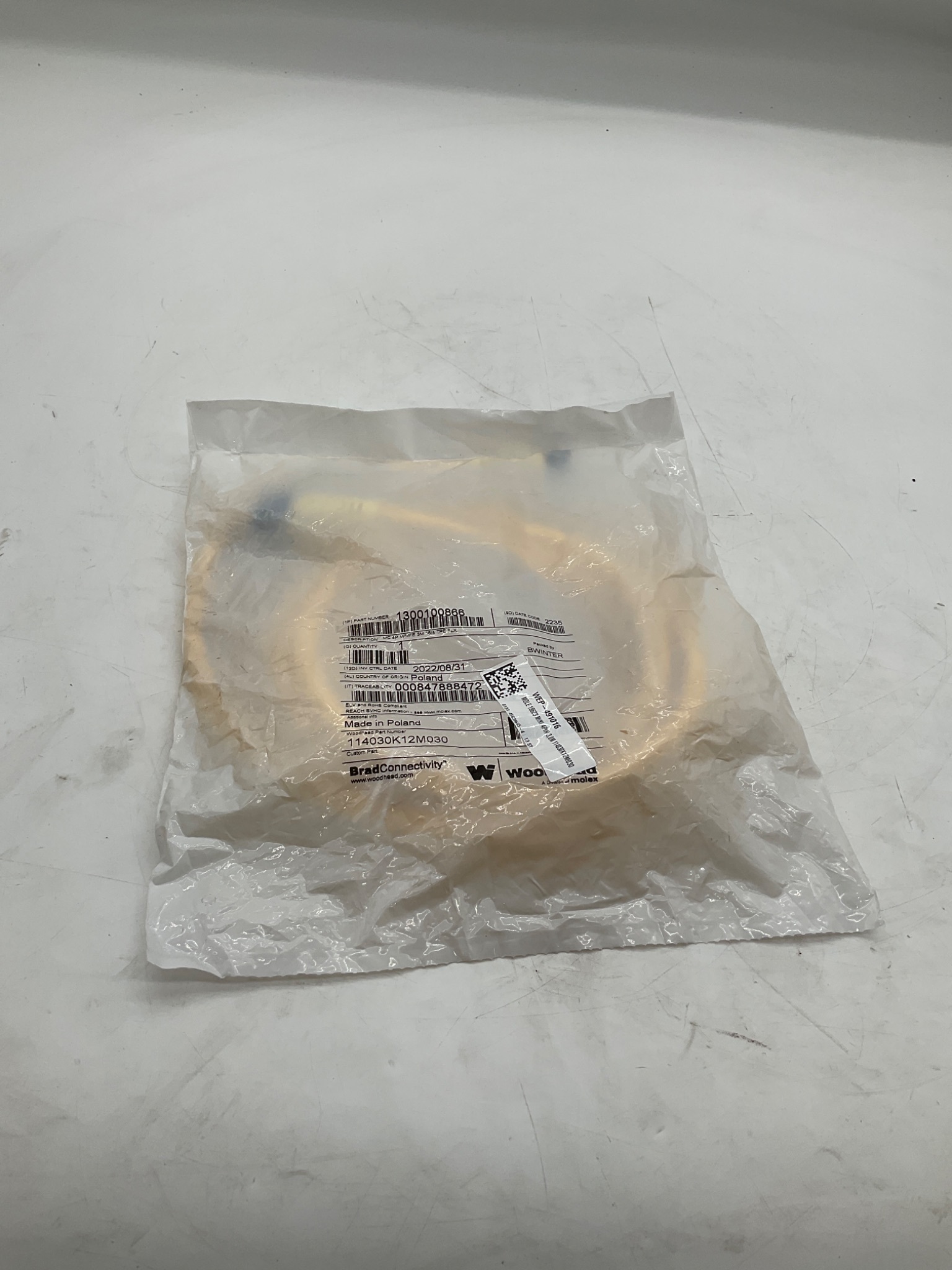 Woodhead 1300100866 3m 4-Pole Mini-Change Cordset Cable 114030K12M030 NEW 0