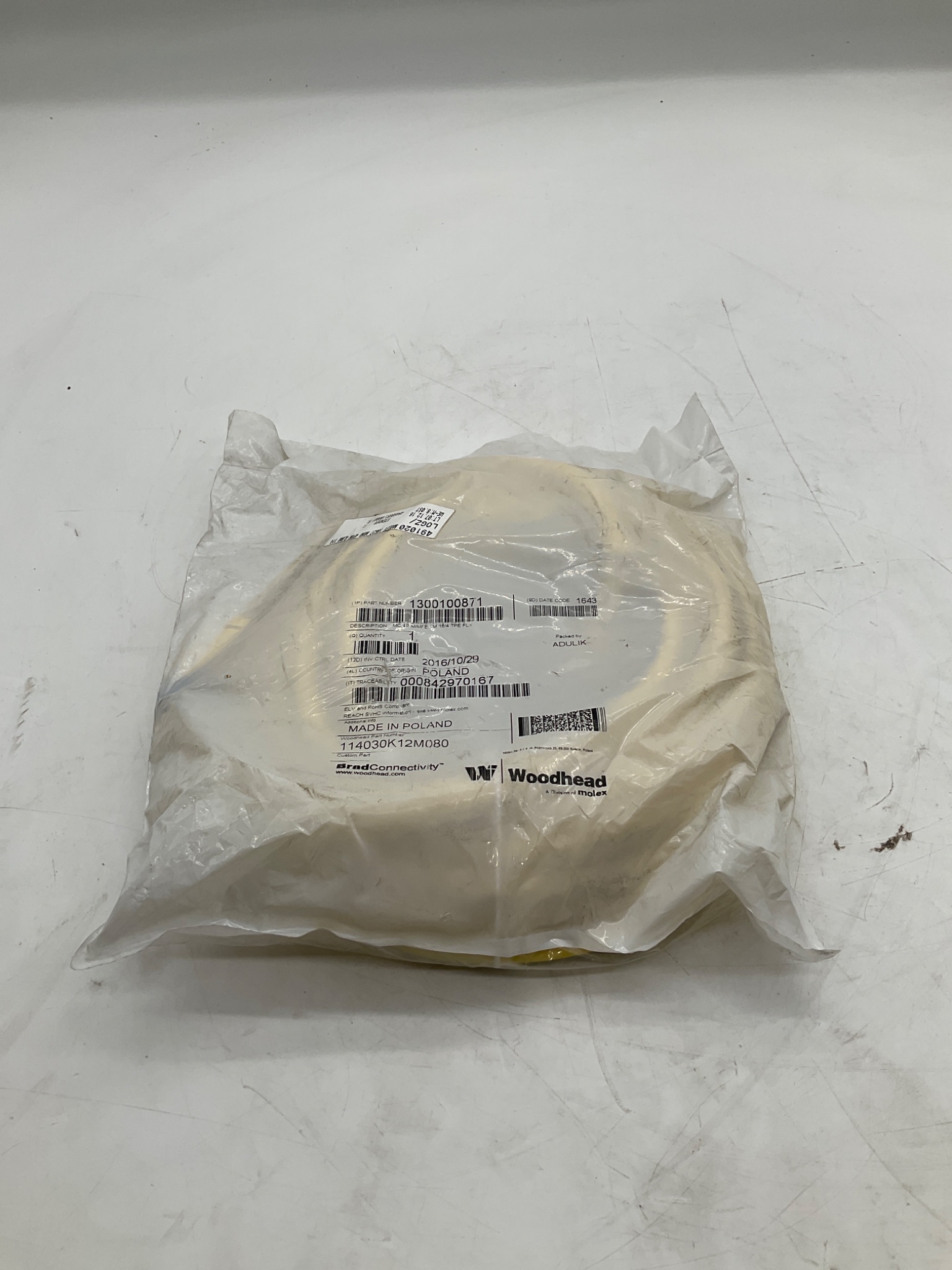 Woodhead 1300100871 8m 4-Pole Mini-Change Cordset Cable 114030K12M080 NEW 0