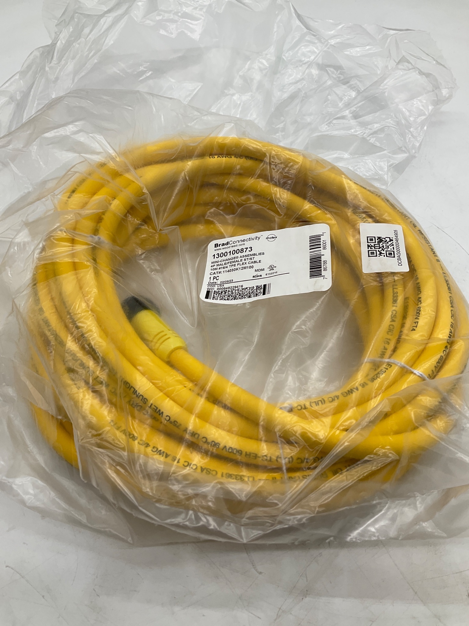 Brad Connectivity 1300100873 10m 4-Pole Mini-Change Cordset 114030K12M100 NEW 0