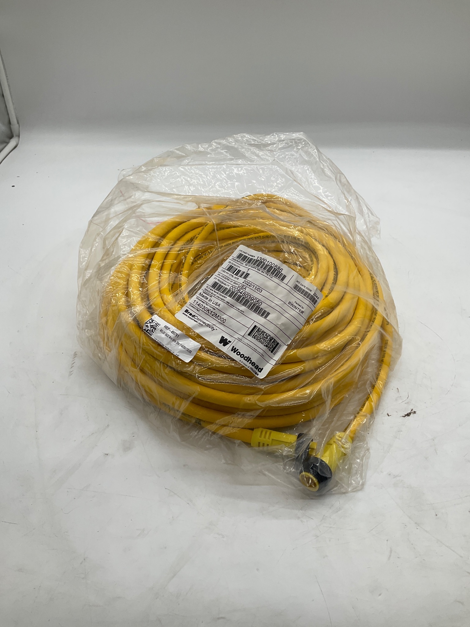 Brad Connectivity 1300100886 30m 4-Pole Mini-Change Cordset 114030K12M300 NEW 0