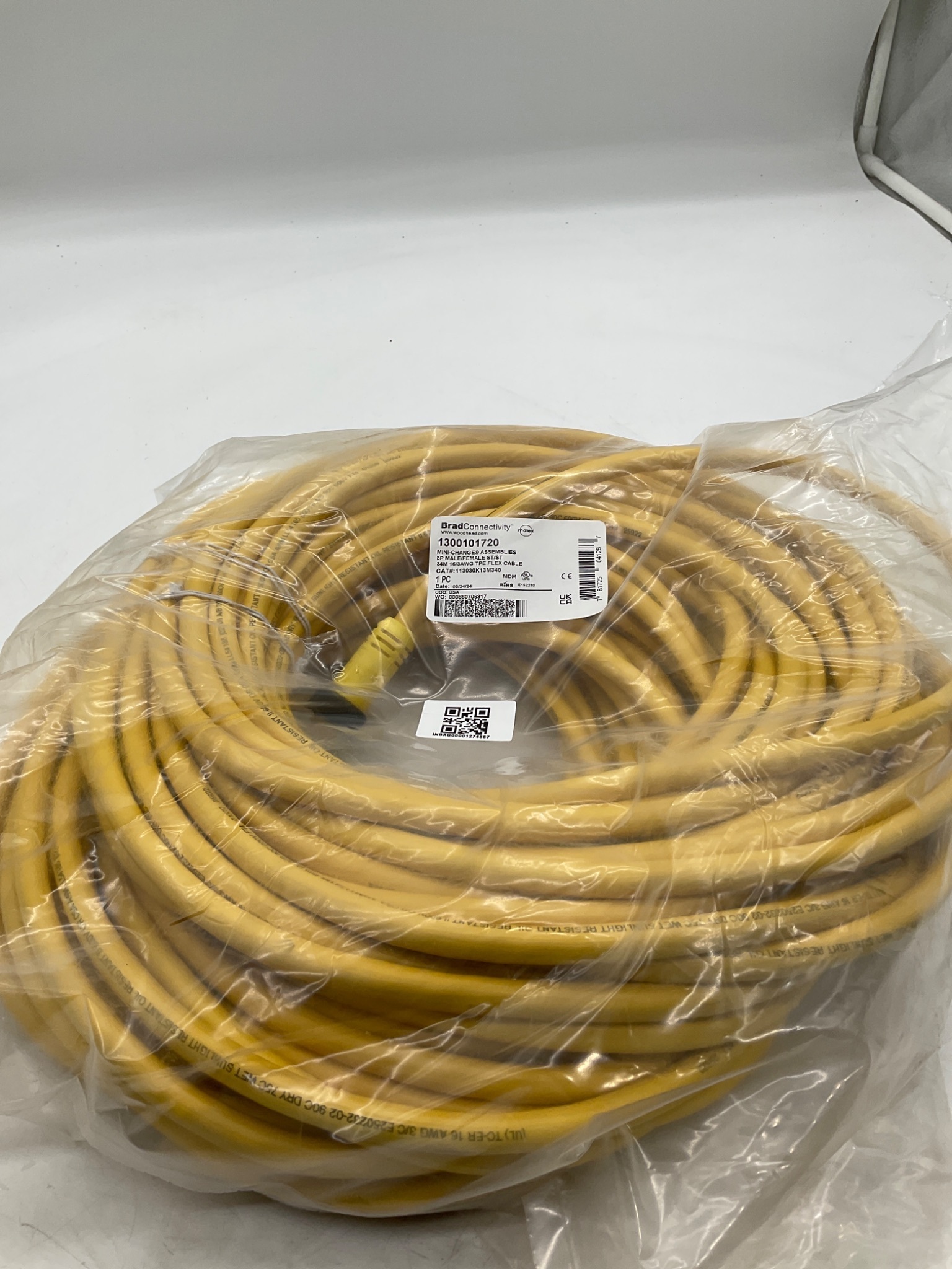 Brad Connectivity 1300101720 34m 3-Pole Mini-Change Cordset 113030K13M340 NEW 0