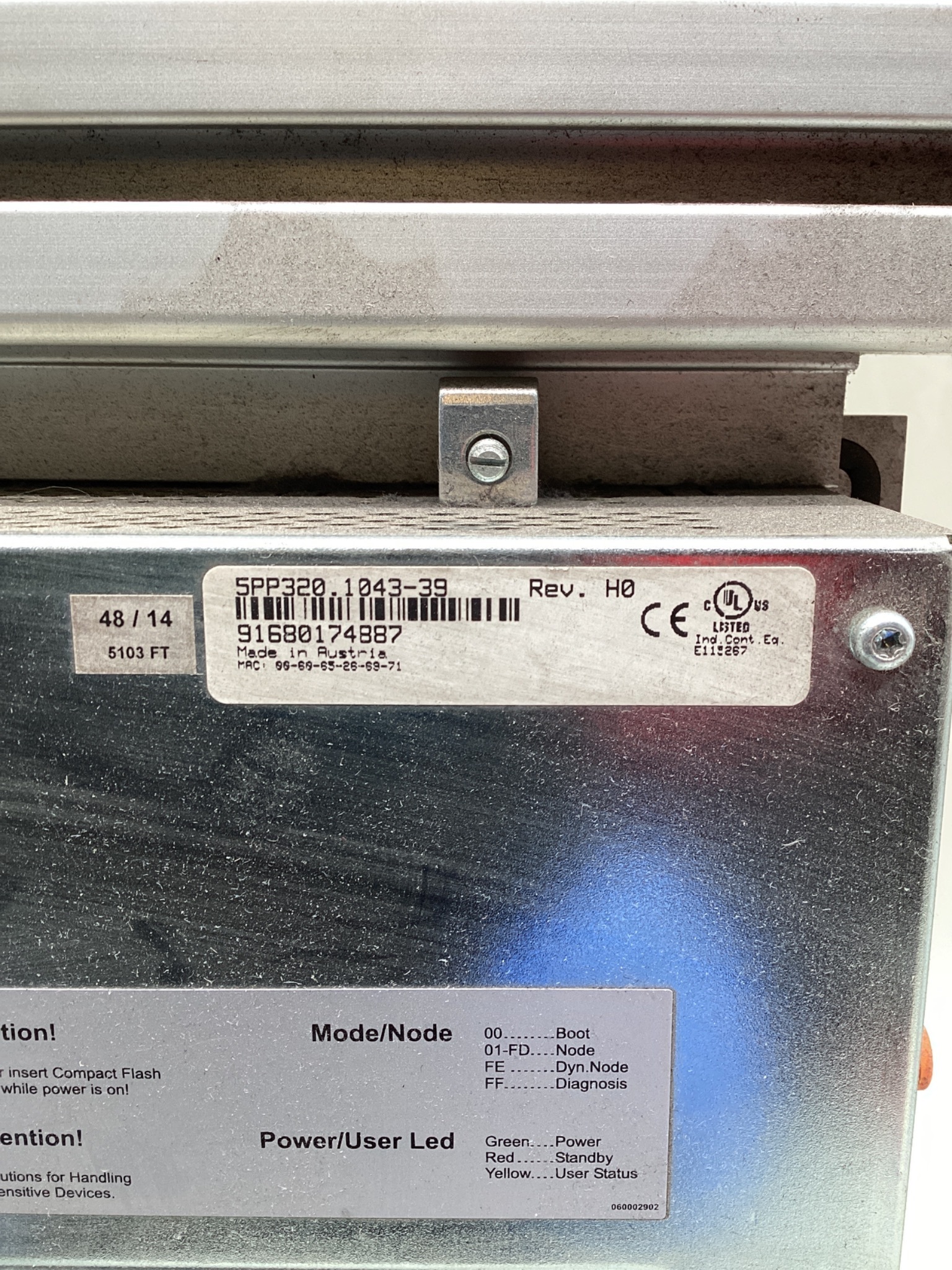 B&R 5PP320.1043-39 Power Panel PP320 10.4in Touch HMI USED 1