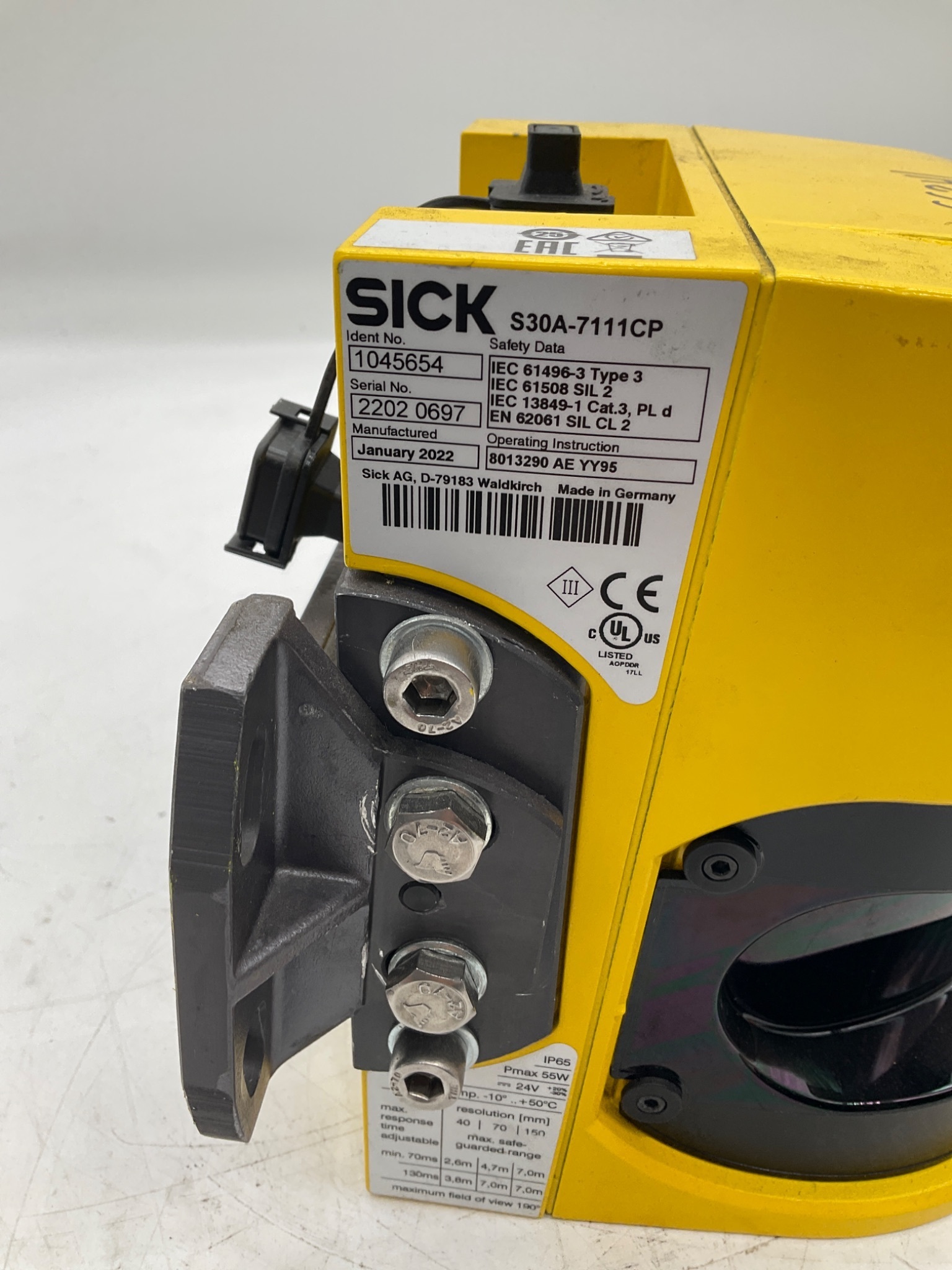SICK 1045654 S30A-7111CP S300 PROFINET Safety Laser Scanner 7m USED 3