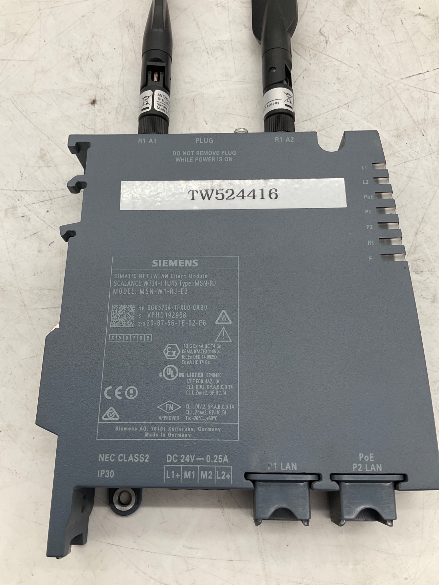 Siemens 6GK5734-1FX00-0AB0 SCALANCE W734-1 RJ45 IWLAN Client Module USED 2