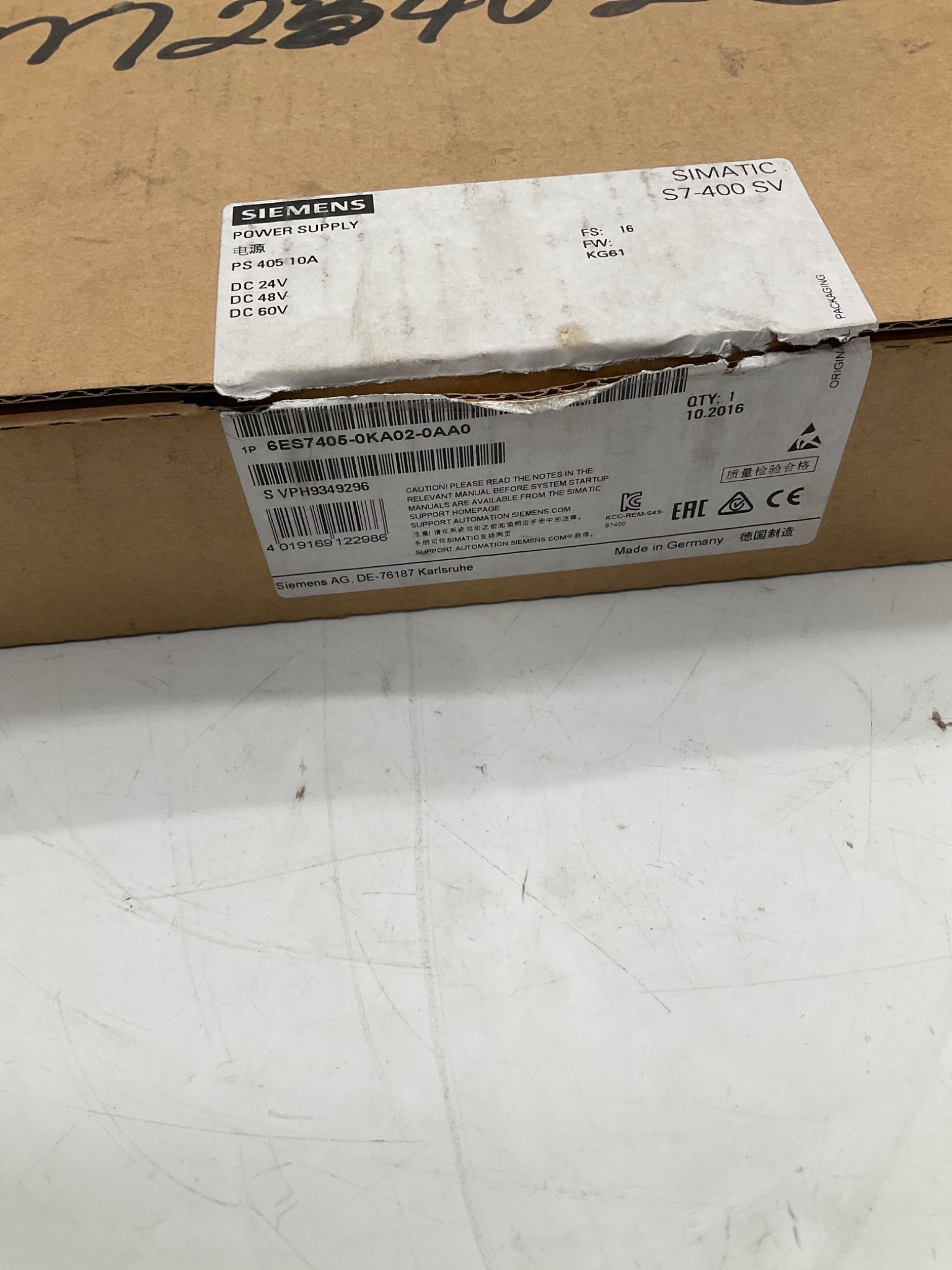 Siemens 6ES7405-0KA02-0AA0 SIMATIC S7-400 PS 405 10A Power Supply USED 1