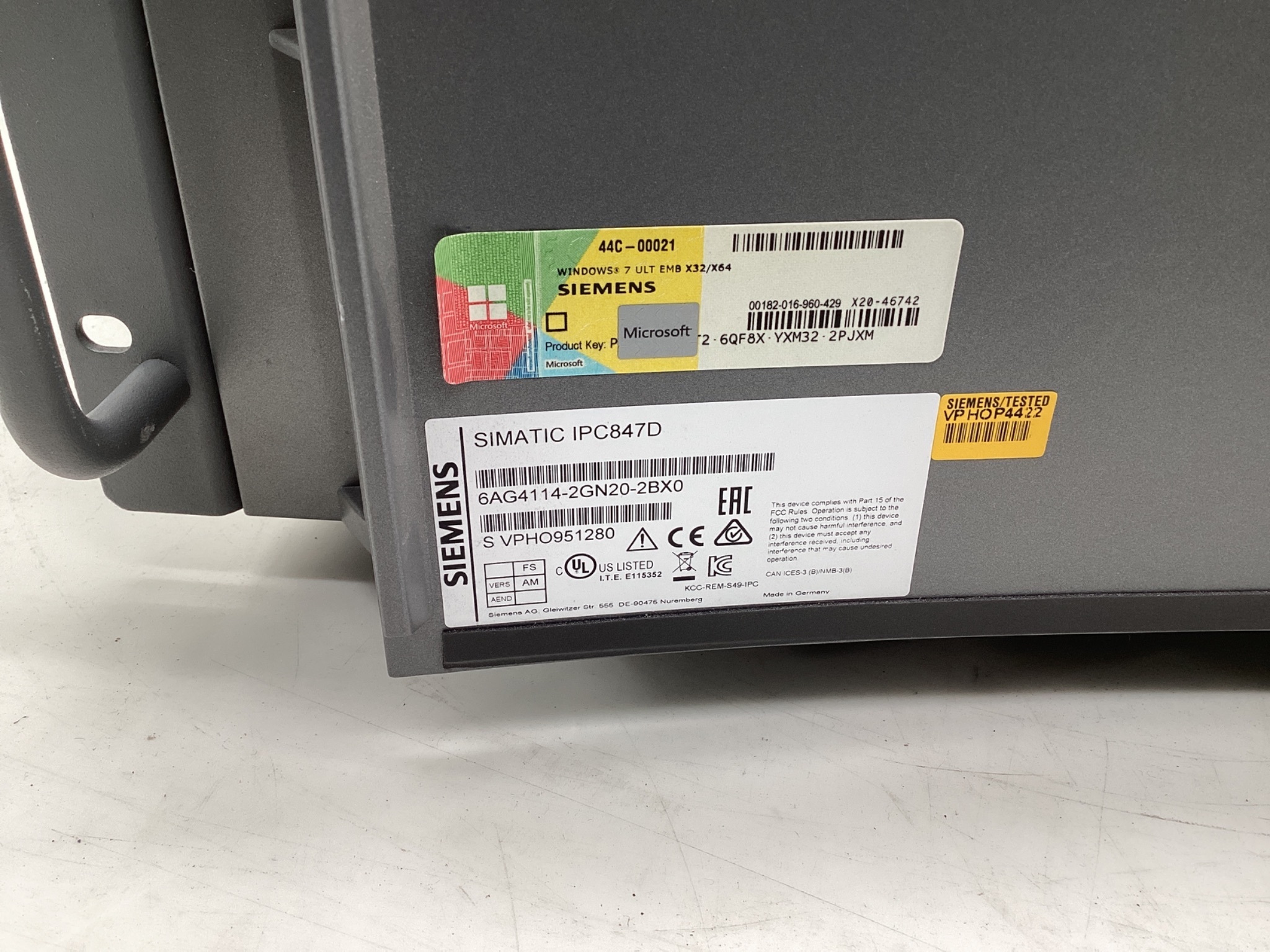 Siemens 6AG4114-2GN20-2BX0 SIMATIC IPC847D Industrial Rack PC No HDD USED 2
