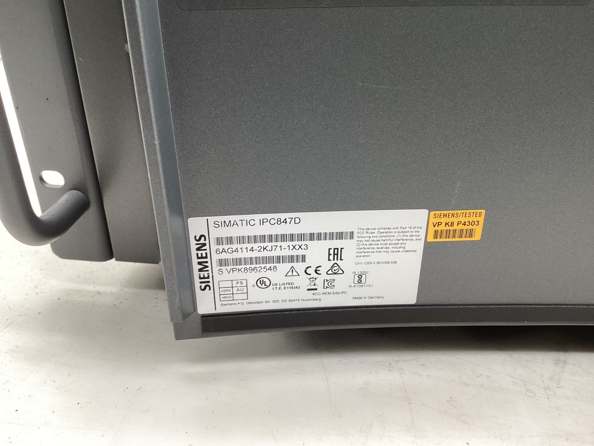 Siemens 6AG4114-2KJ71-1XX3 SIMATIC IPC847D Industrial Rack PC No HDD USED 2