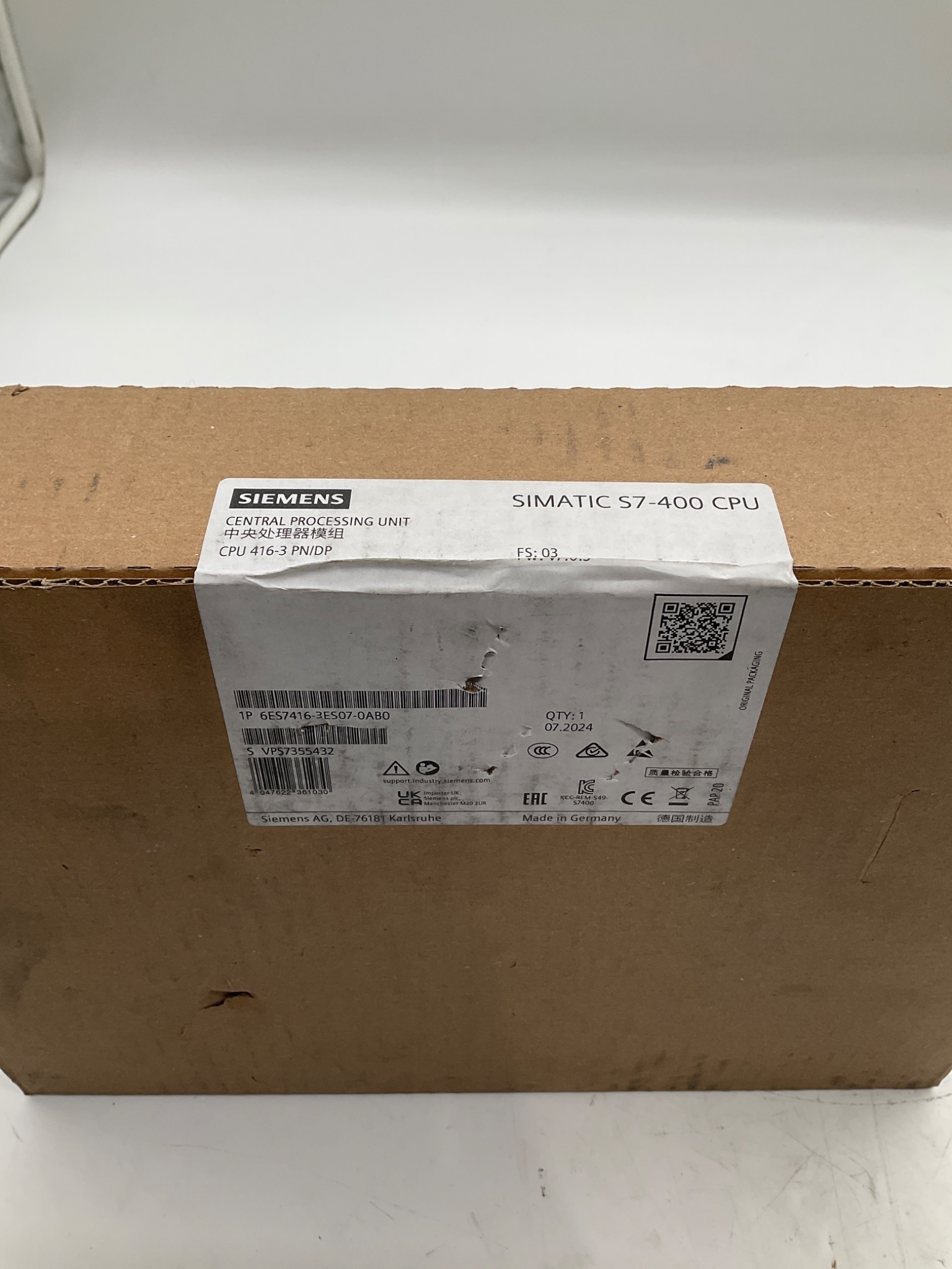 Siemens 6ES7416-3ES07-0AB0 SIMATIC S7-400 CPU 416-3 PN/DP NEW 1