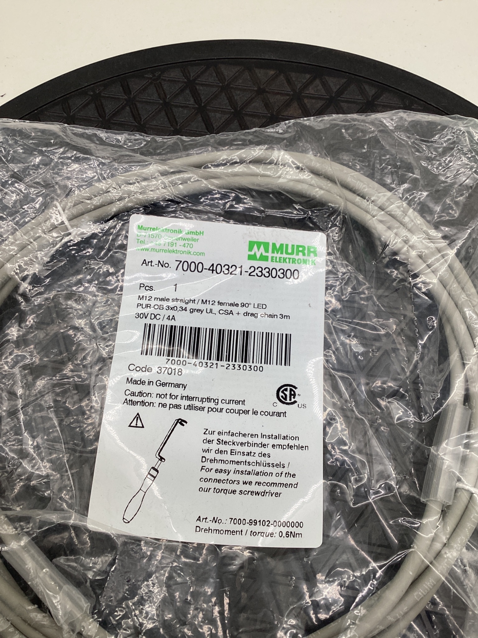 MURR ELEKTRONIK 7000-40321-2330300 M12 LED Sensor Actuator Cordset 3M NEW 1