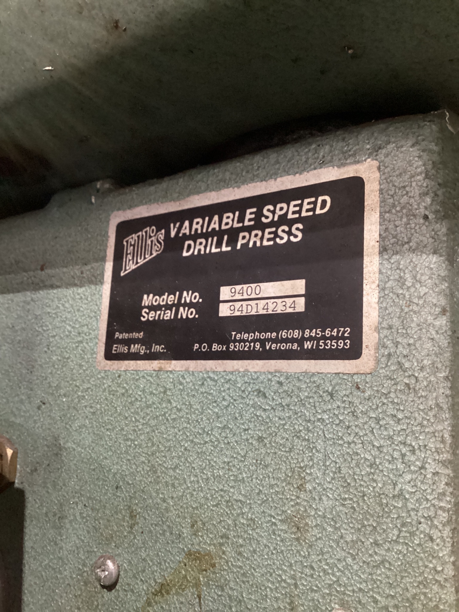 Ellis 9400 Variable Speed Drill Press USED 3
