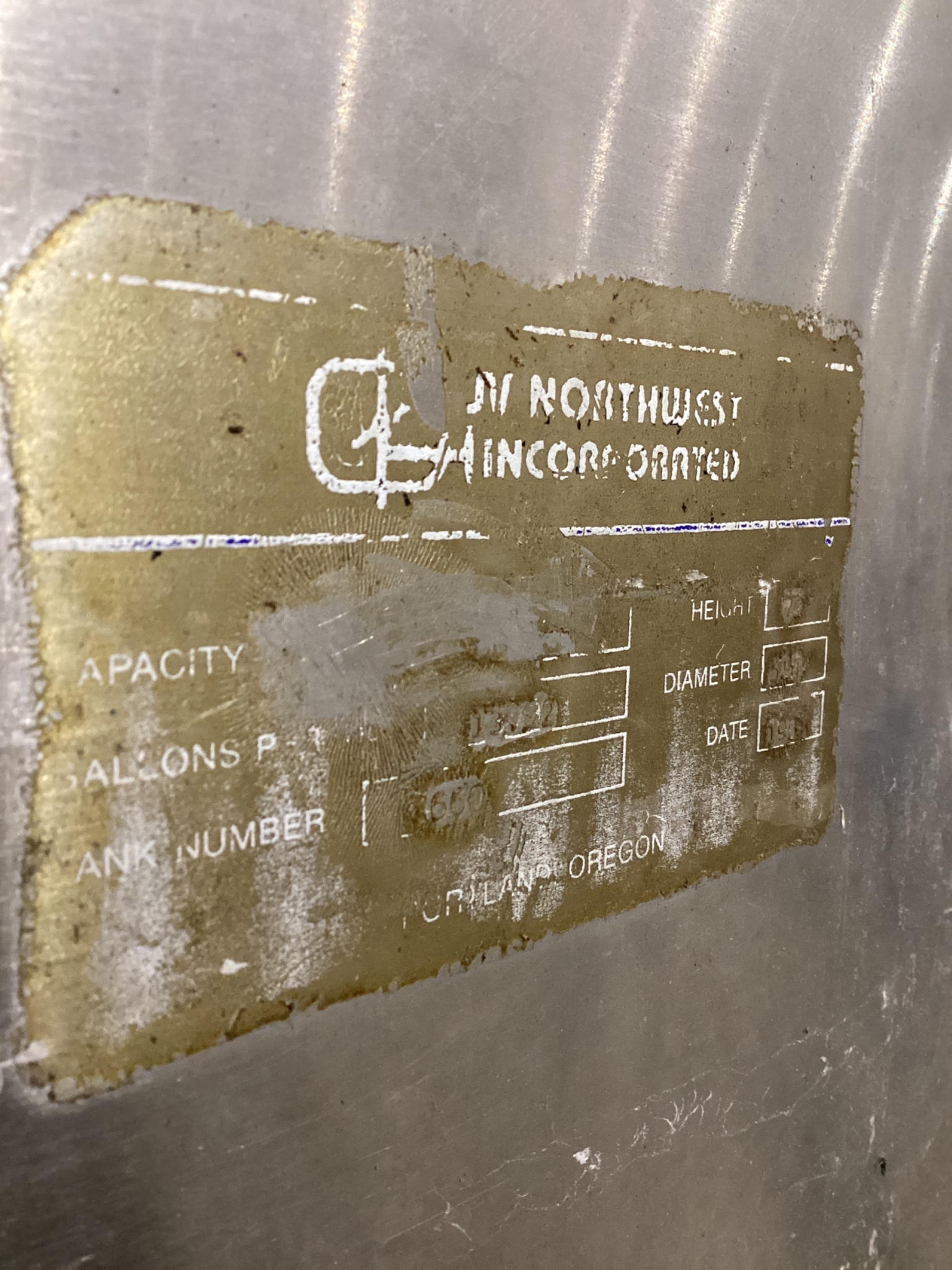 Northwest Incorporated 1000 Gallon Vertical Stainless Steel Tank USED 3
