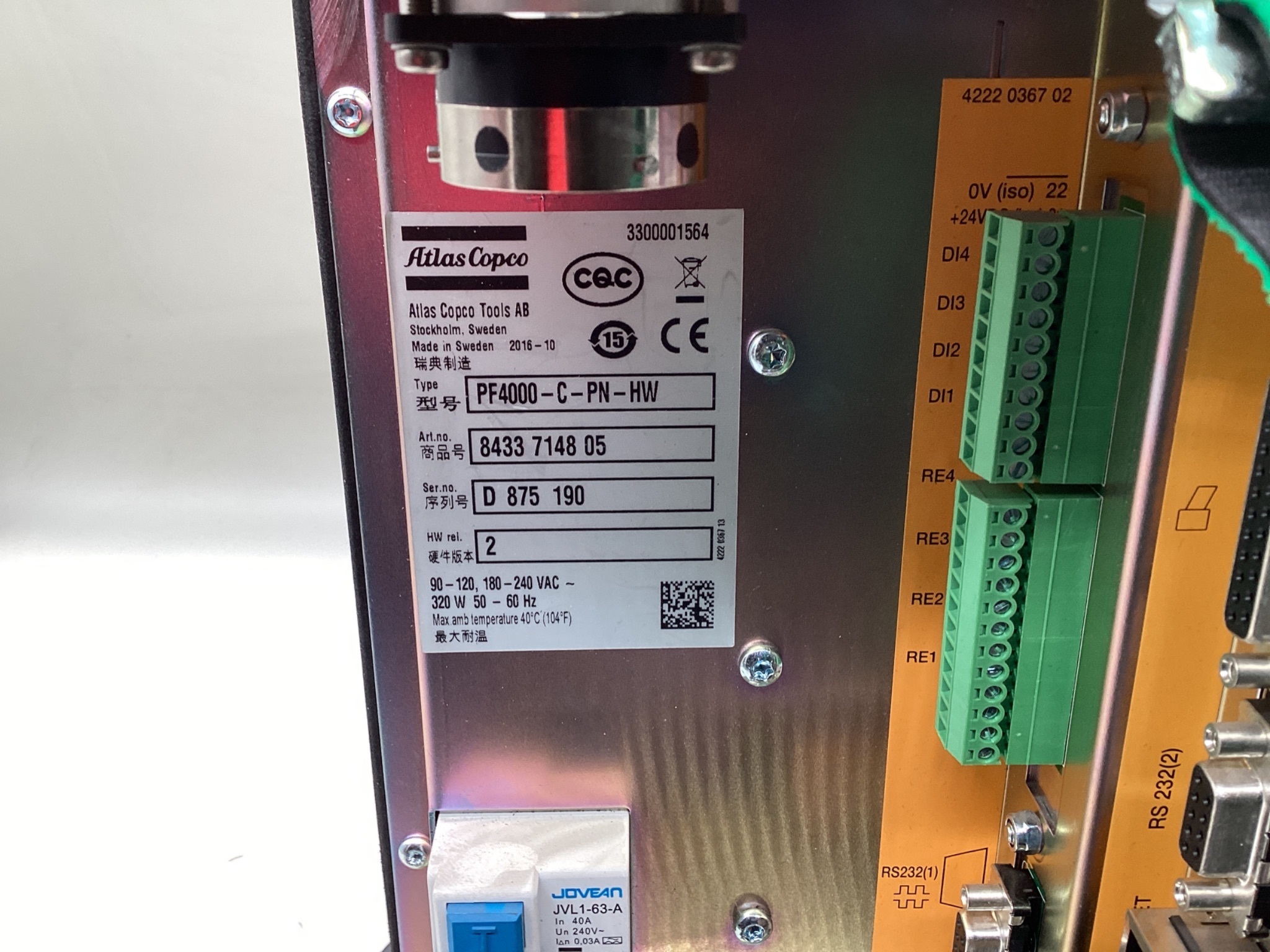 Atlas Copco 8433 7148 05 / PF4000-C-PN-HW Power Focus 4000 Controller USED 3