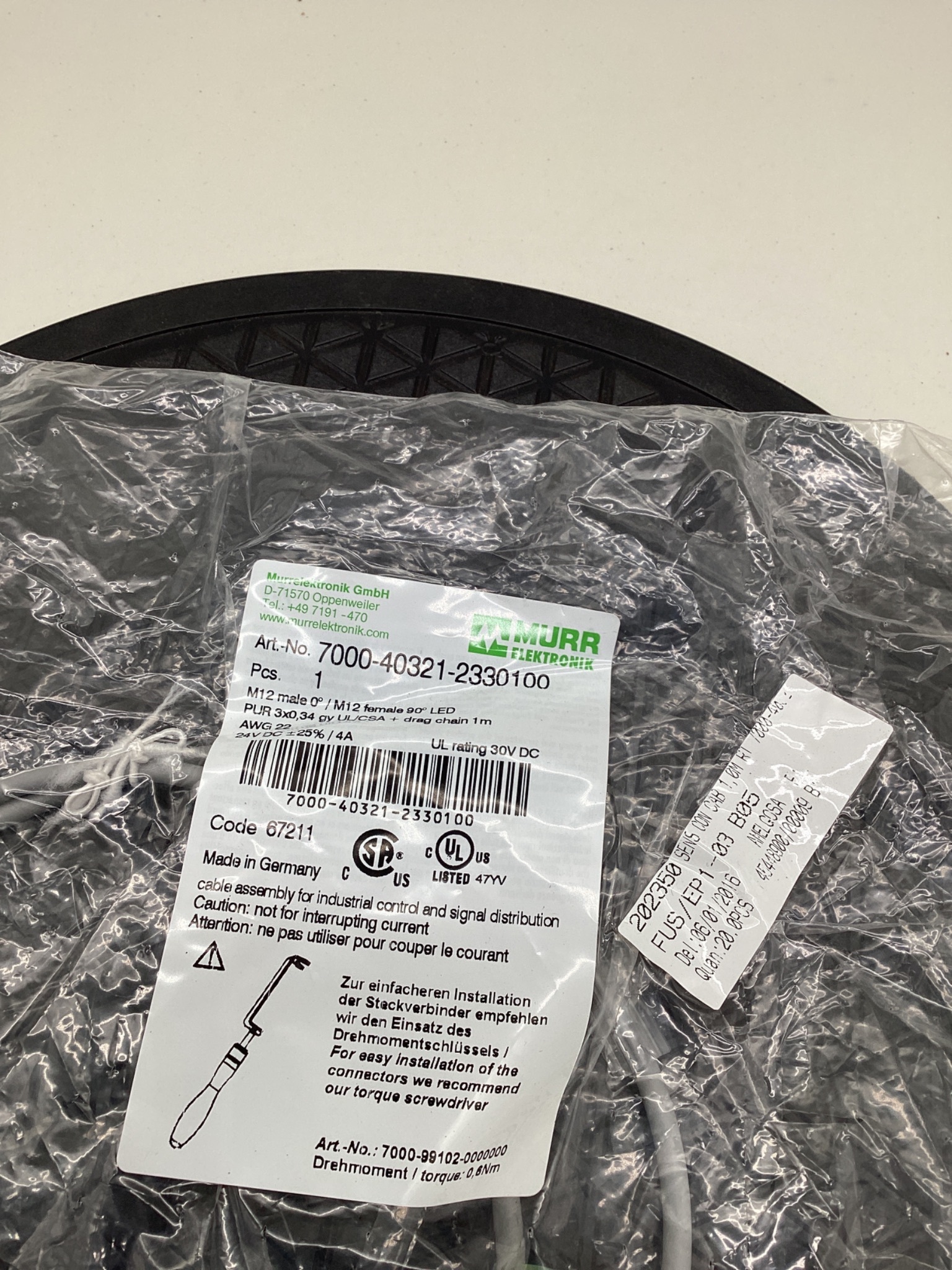 MURR ELEKTRONIK 7000-40321-2330100 M12 LED Sensor Actuator Cordset 1M NEW 1