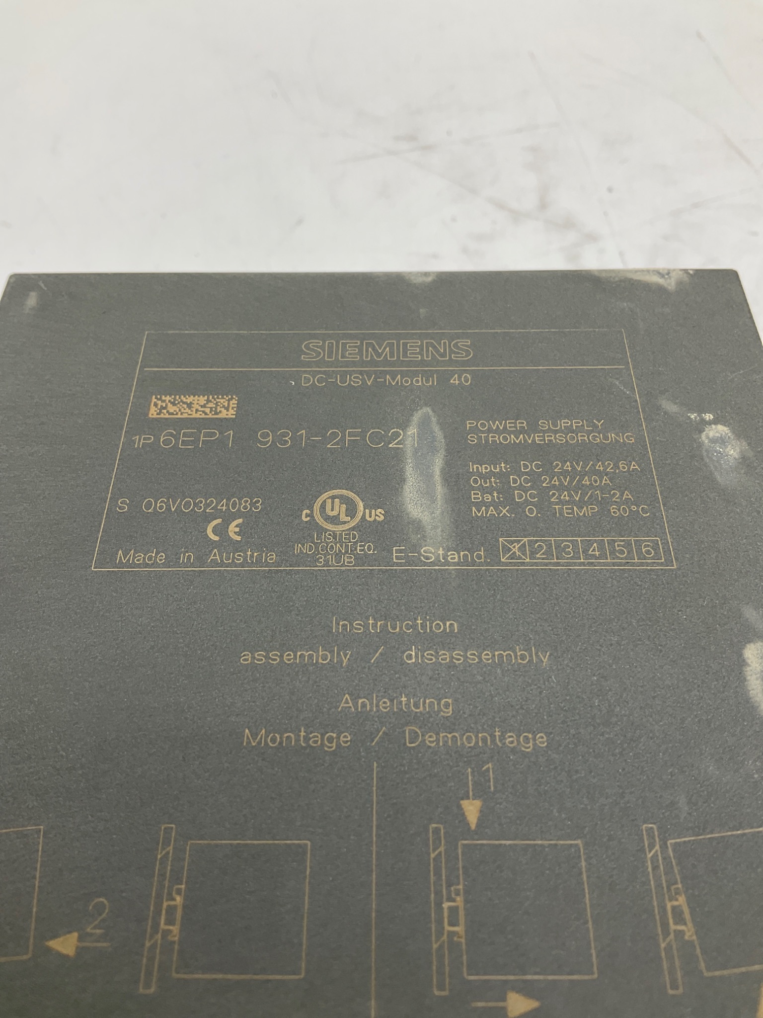 SIEMENS 6EP1931-2FC21 SITOP DC UPS Module 40A 24V DC USED 2