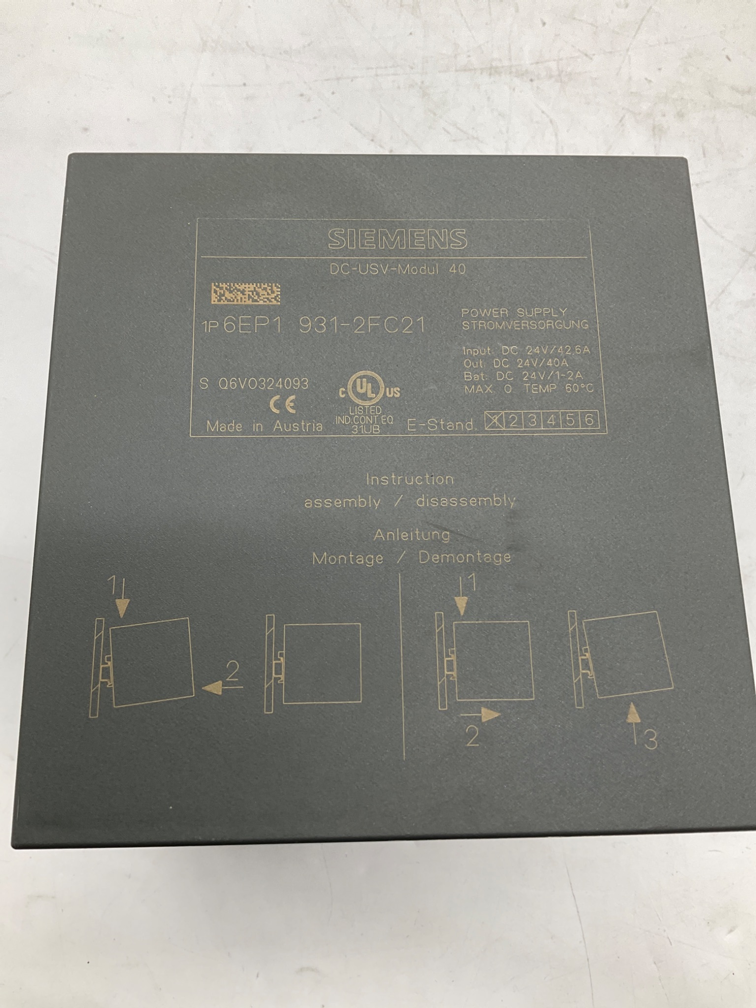 SIEMENS 6EP1931-2FC21 SITOP DC UPS Module 40A 24V DC USED 4