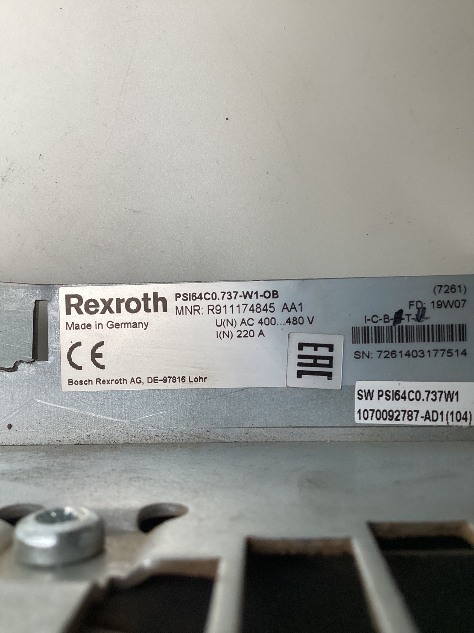 REXROTH R911174845 / PSI64C0.737-W1-OB PSI 6000 Weld Controller USED 3