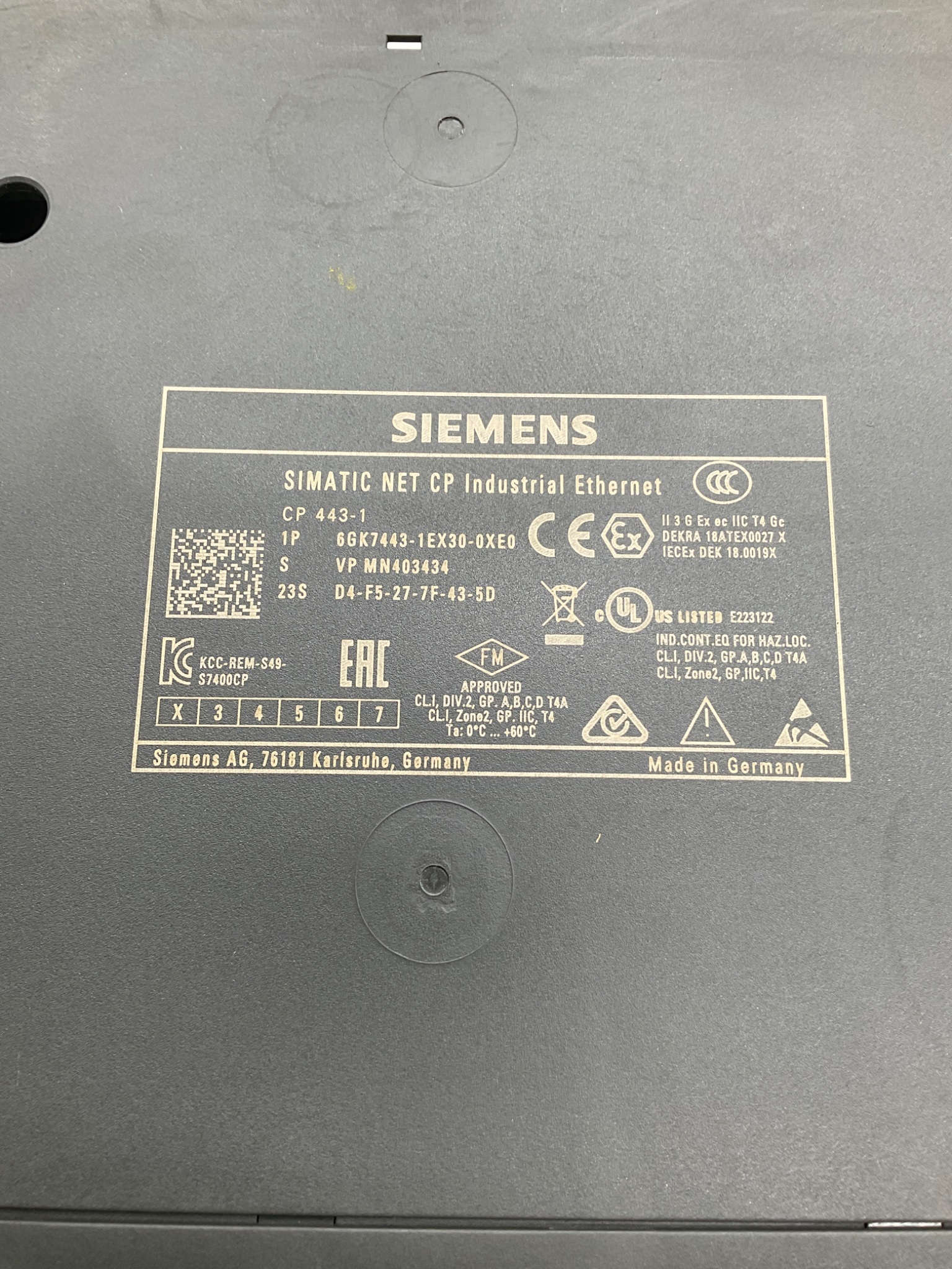SIEMENS 6GK7443-1EX30-0XE0 SIMATIC NET CP 443-1 Industrial Ethernet Module USED 3