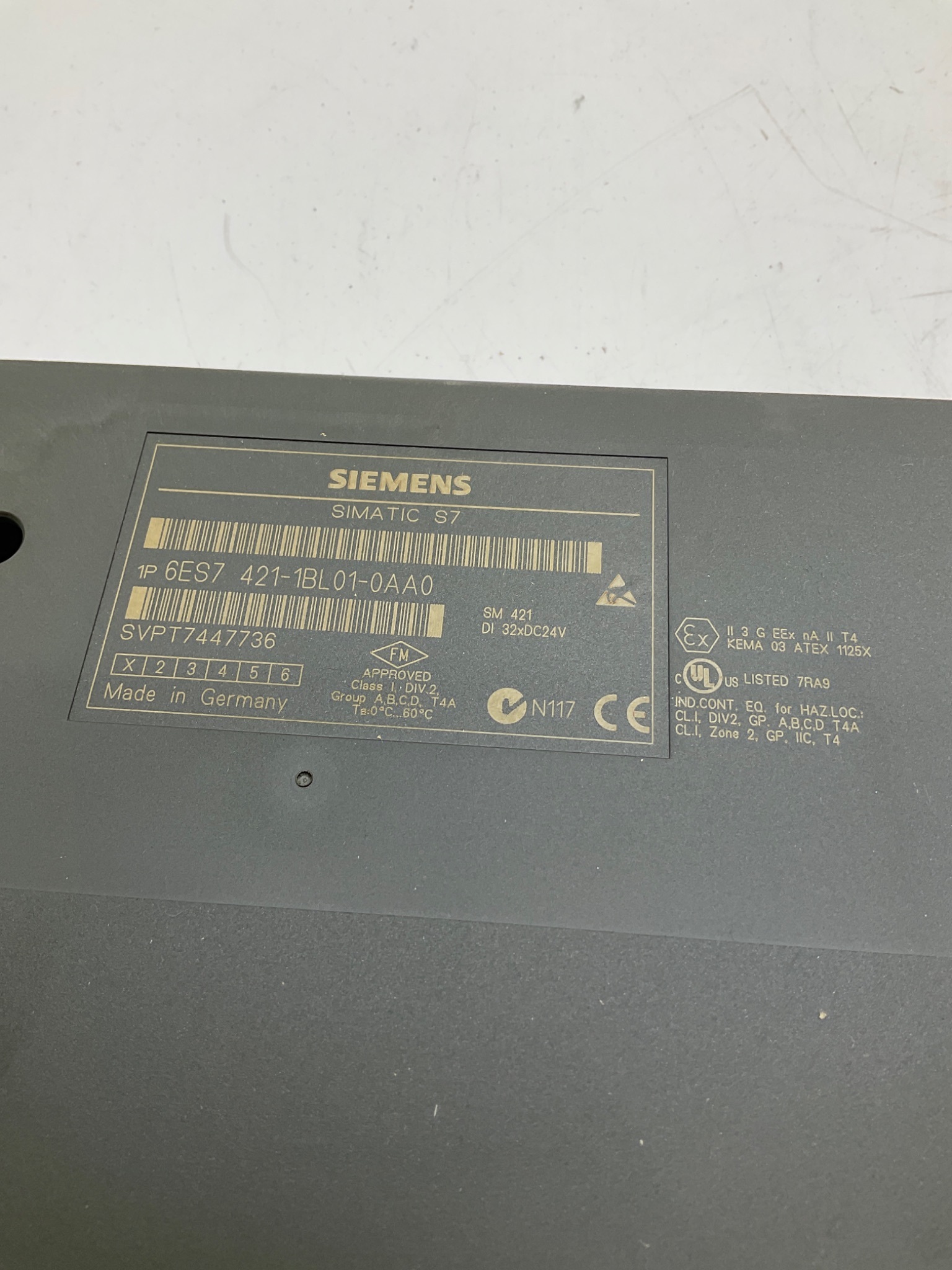 SIEMENS 6ES7421-1BL01-0AA0 SIMATIC S7-400 SM 421 32DI 24VDC Input Module USED 2