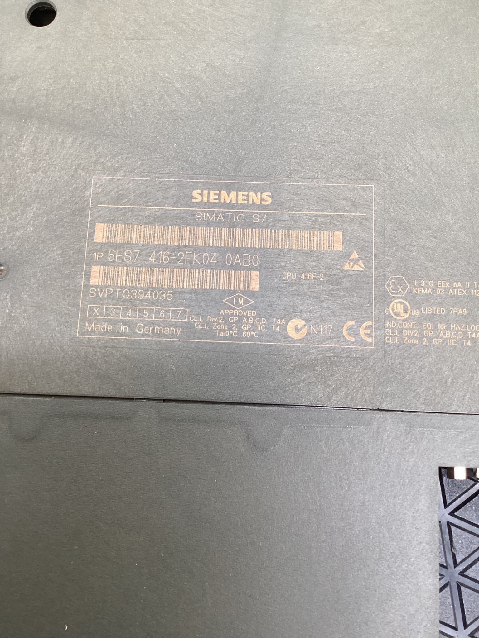 SIEMENS 6ES7416-2FK04-0AB0 SIMATIC S7-400 CPU 416F-2 Safety PLC Processor USED 2