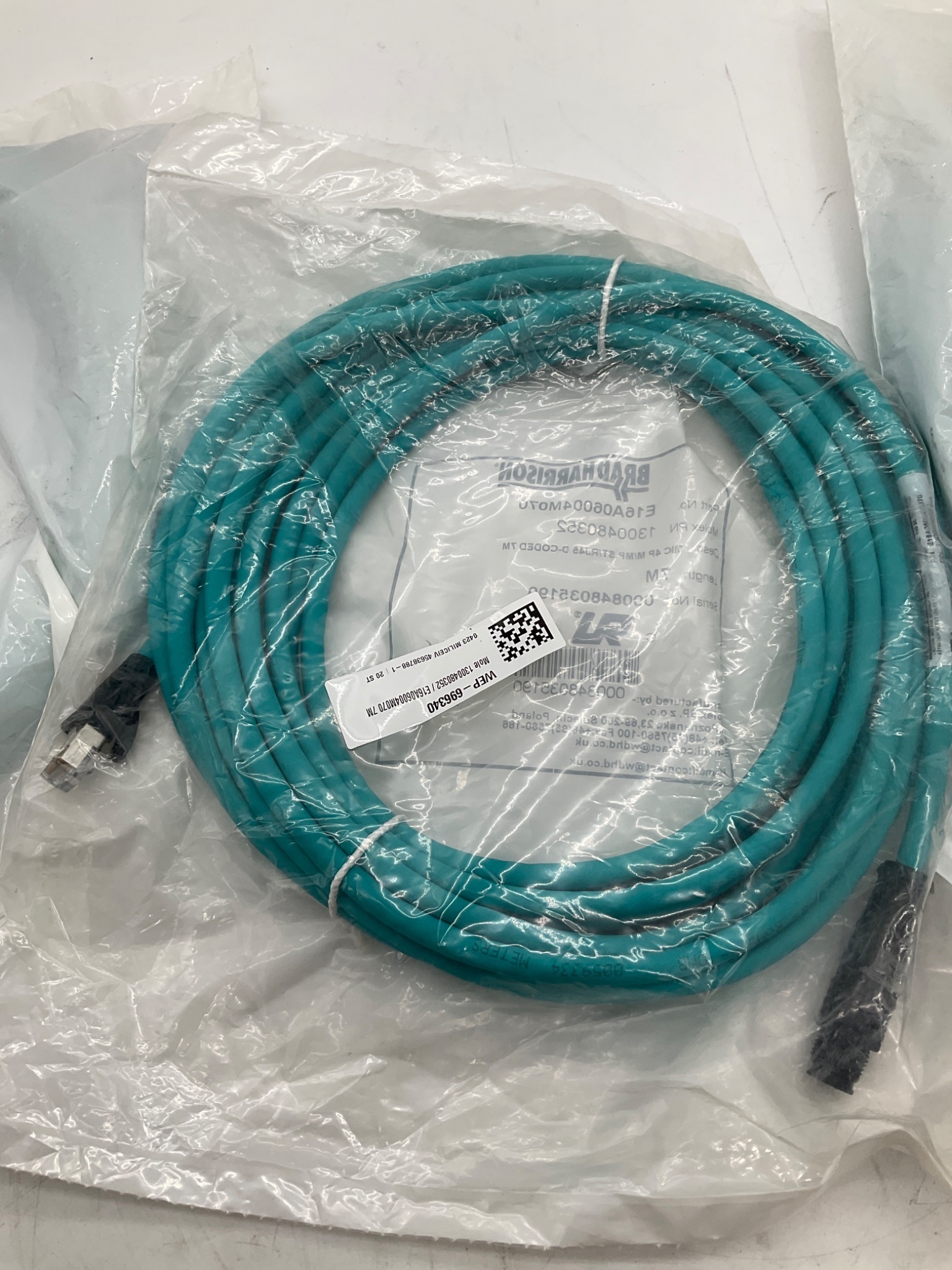BRAD HARRISON E16A06004M070 M12 To RJ45 D-Coded Ethernet Cordset 7M (Lot Of 3) NEW 0