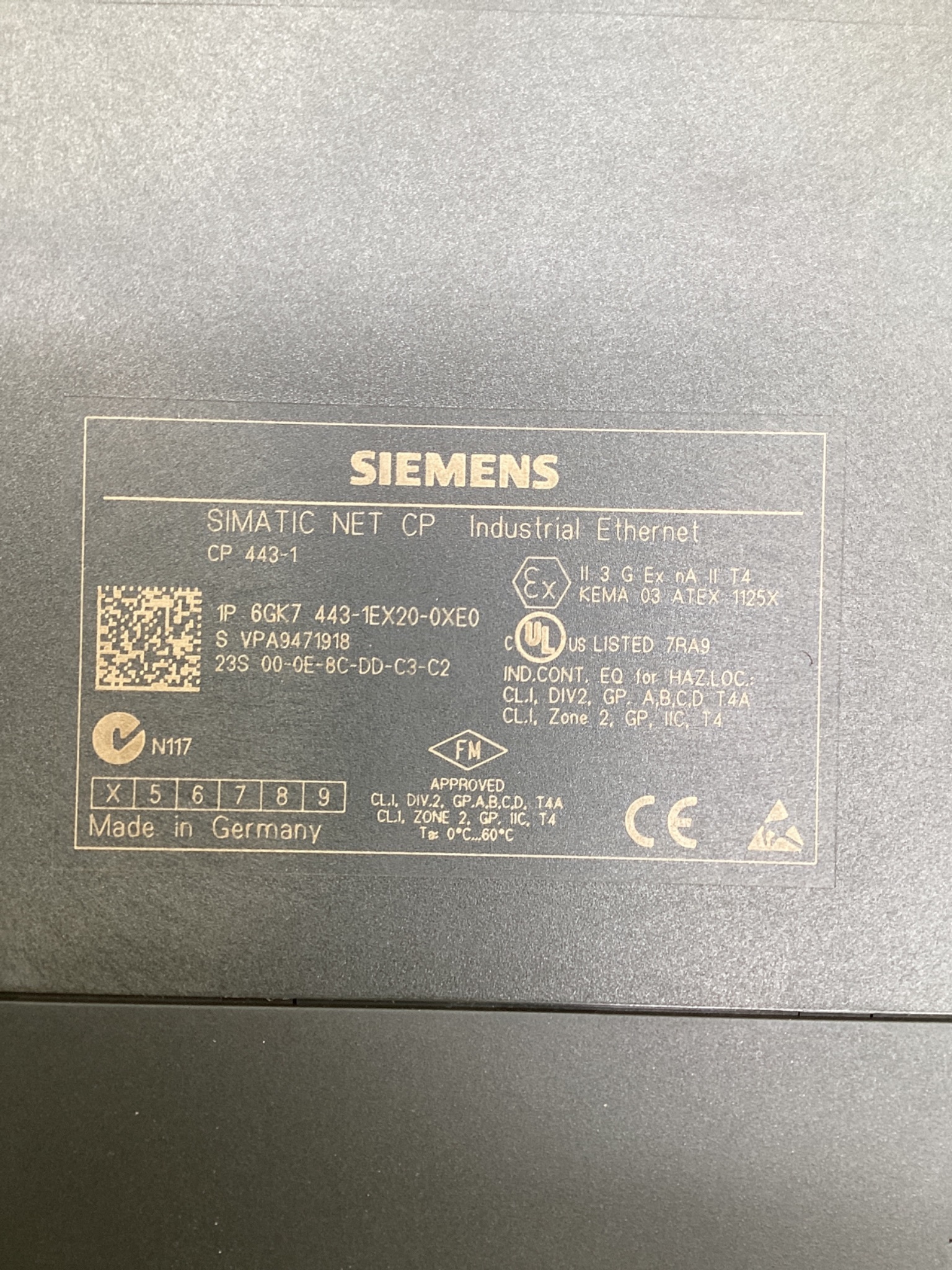 SIEMENS 6GK7443-1EX20-0XE0 SIMATIC NET CP 443-1 Industrial Ethernet Module USED 2