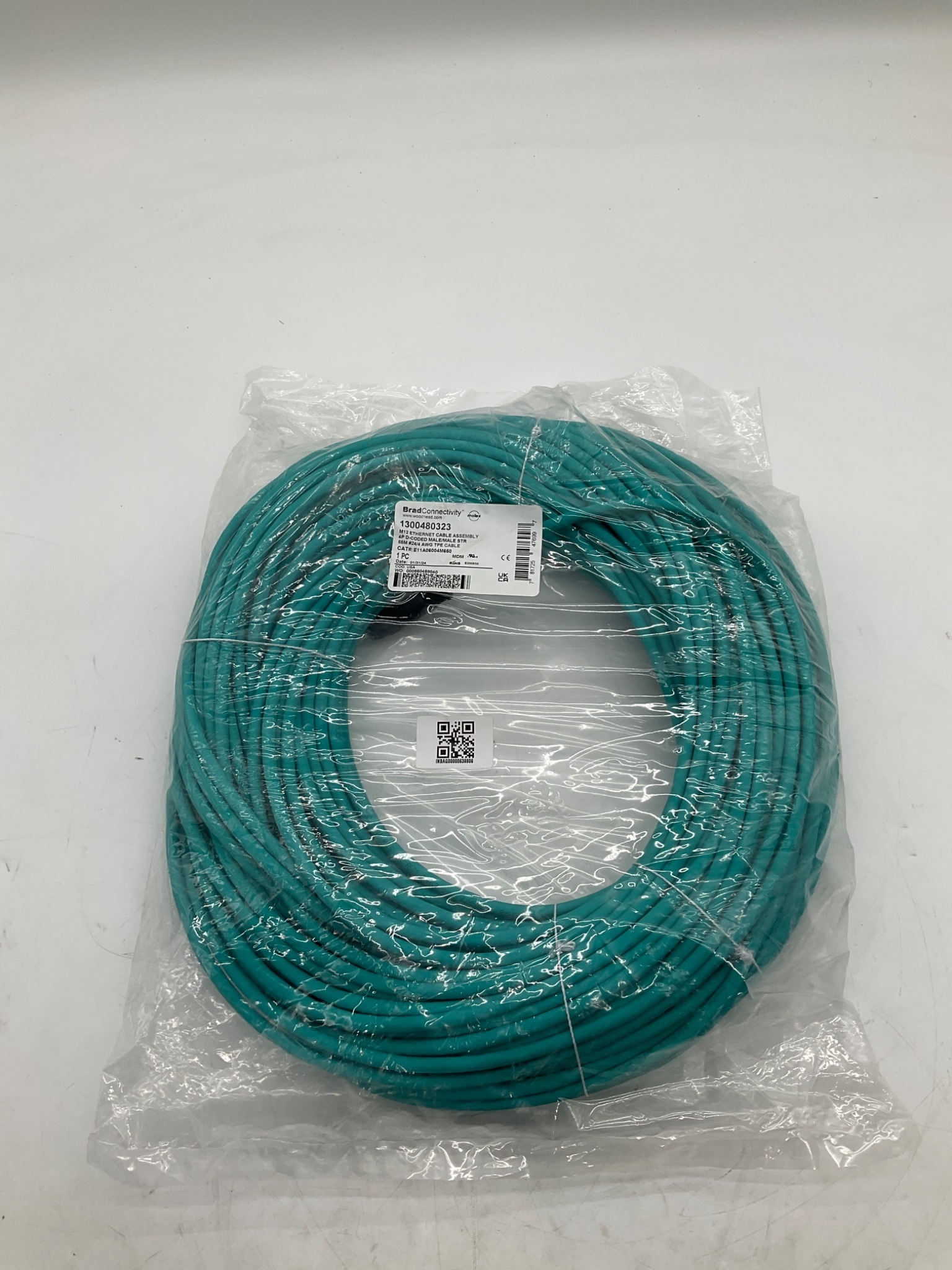 MOLEX 1300480323 M12 D-Coded Ethernet Cordset 65M NEW 1