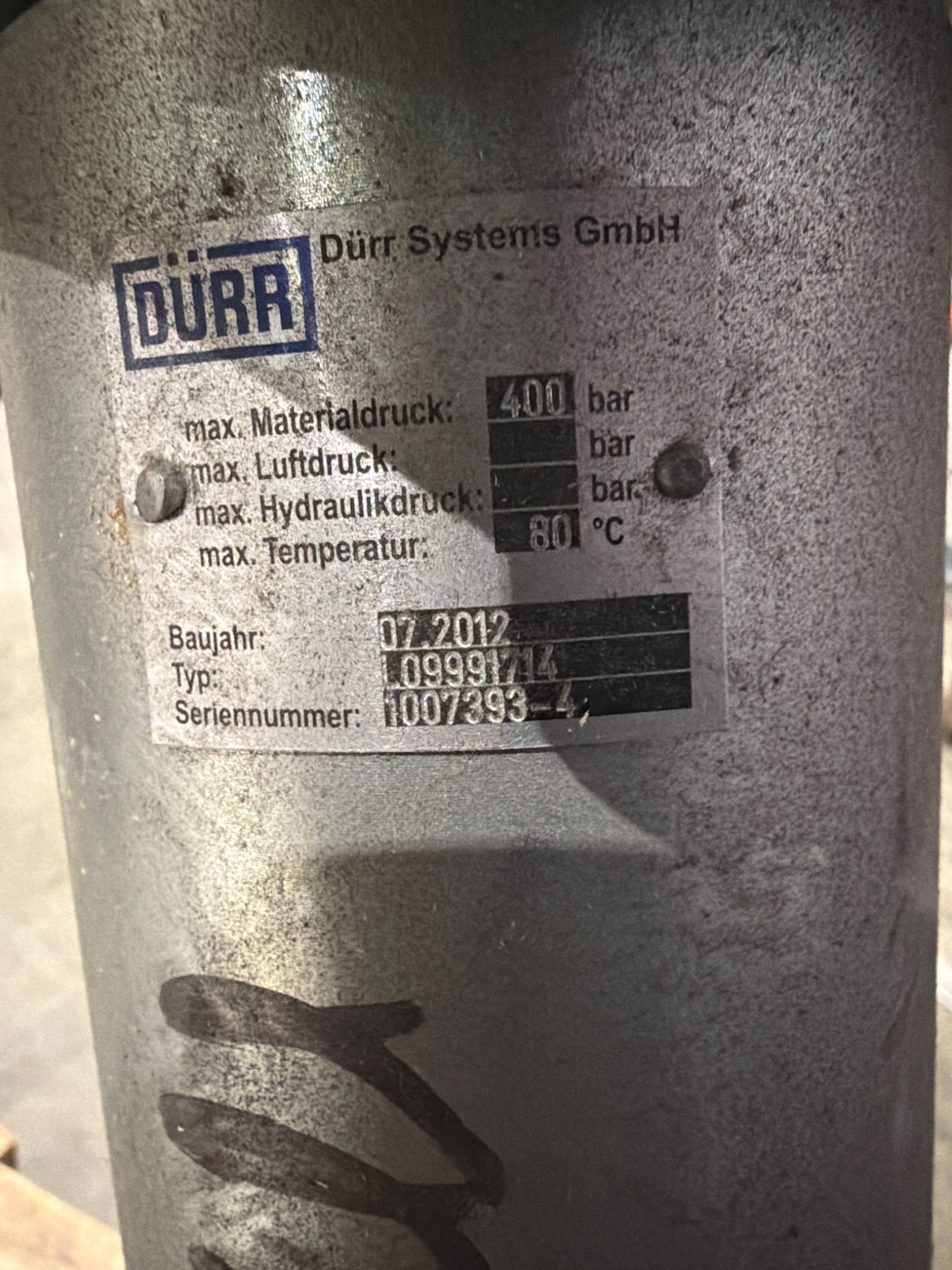 Dürr Systems L09991714 Hydraulic Actuator Assembly with Pneumatic Control NEW 7