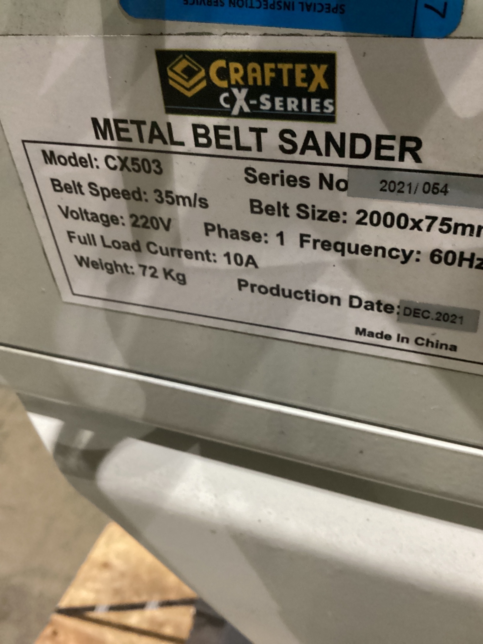 CRAFTEX CX503 Metal Belt Sander USED 3