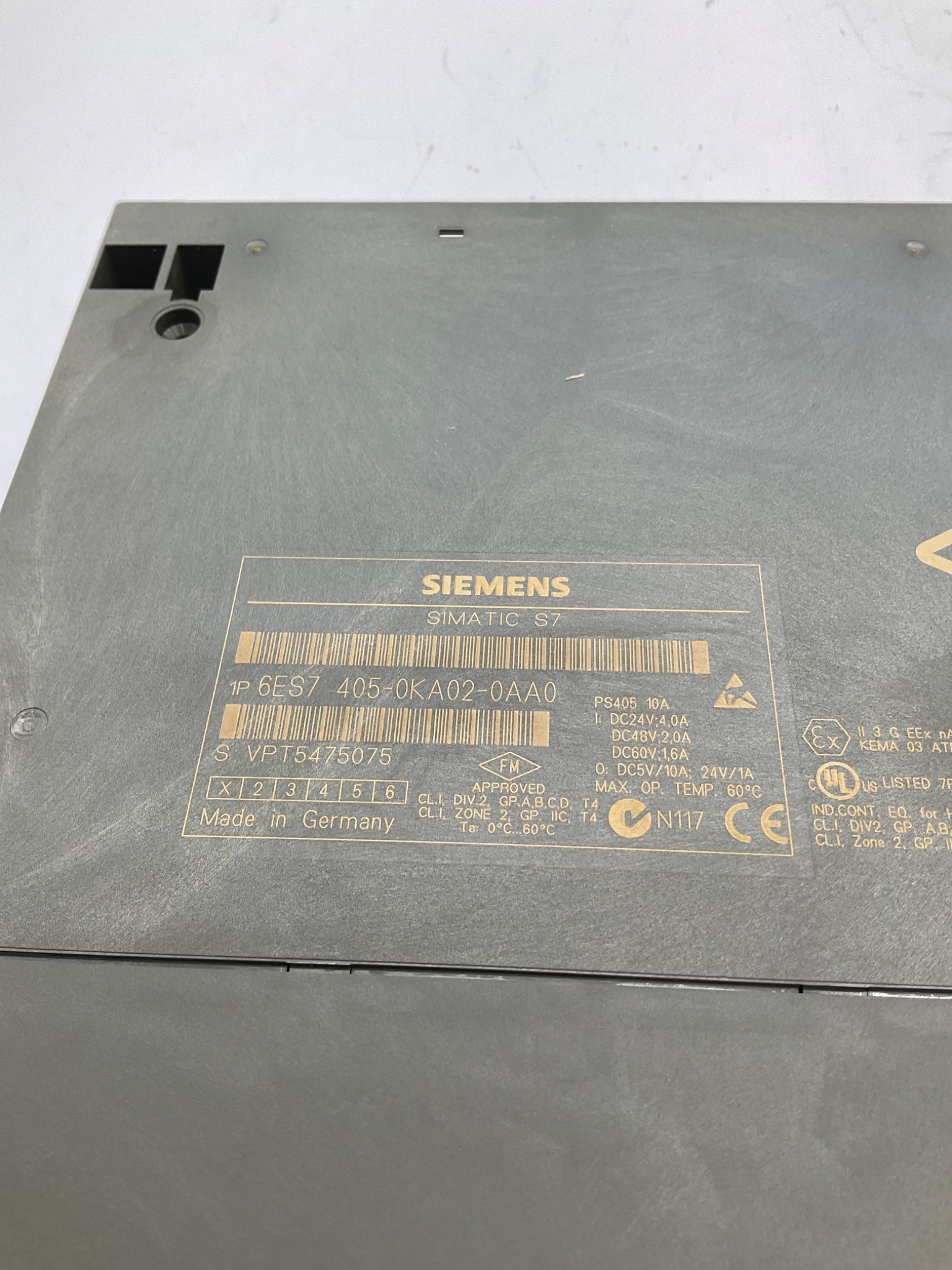 SIEMENS 6ES7405-0KA02-0AA0 SIMATIC S7-400 PS 405 10A Power Supply Module USED 5