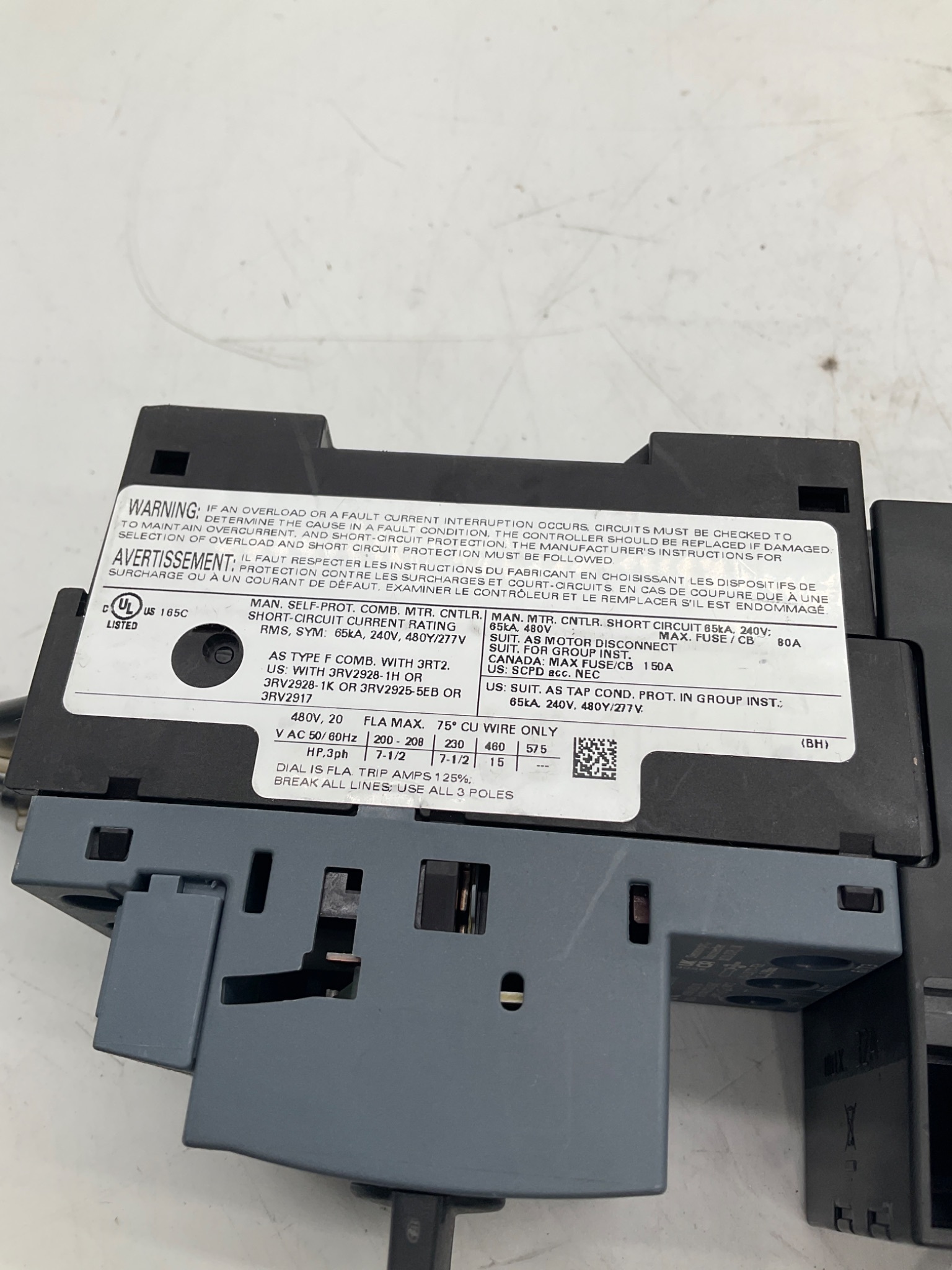 SIEMENS 3RV2021-4BA10 with 3RT2026-1BB40 SIRIUS Motor Starter Combination USED 3