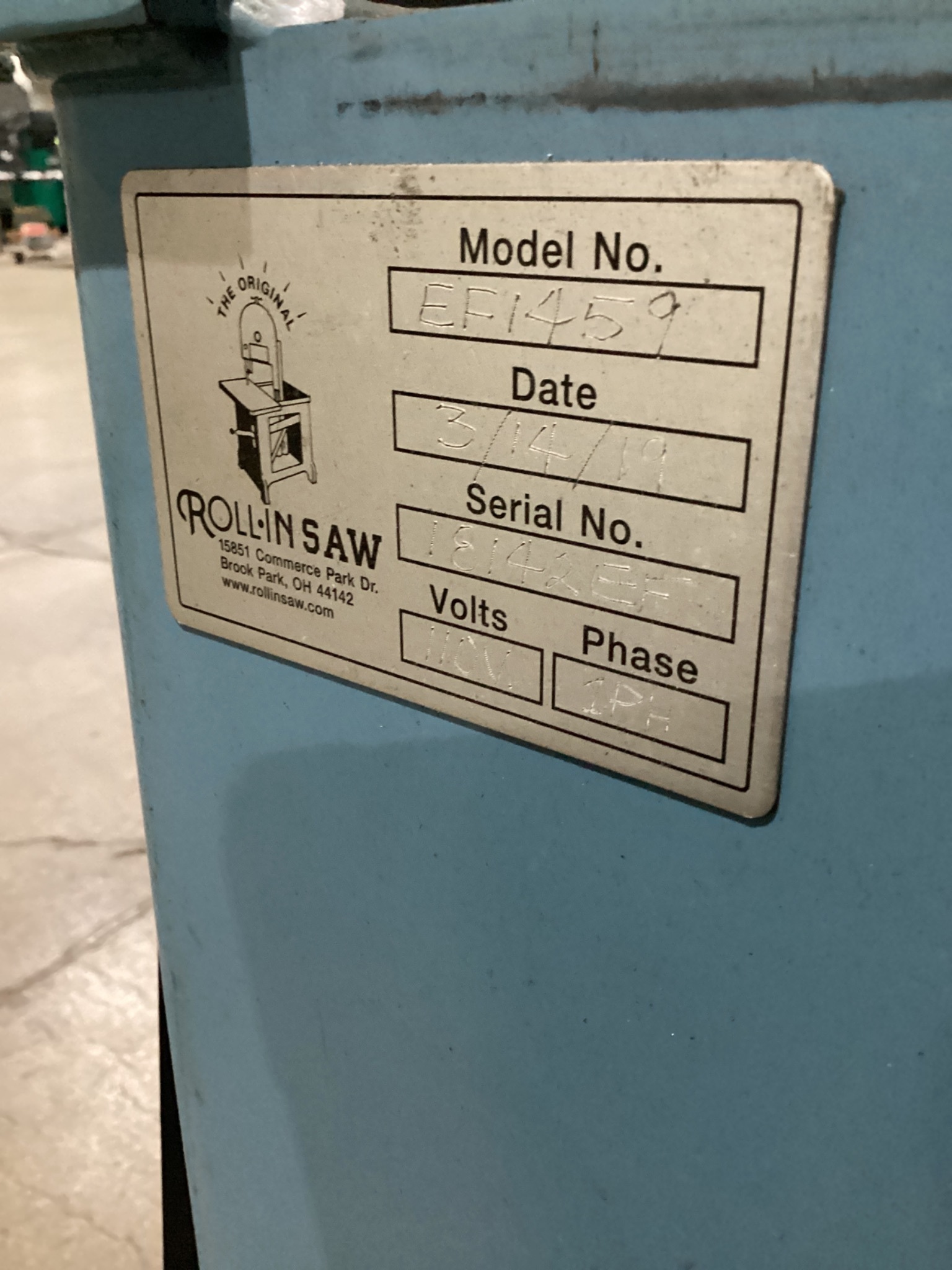 ROLL-IN EF1459 Vertical Bandsaw 110V USED 4