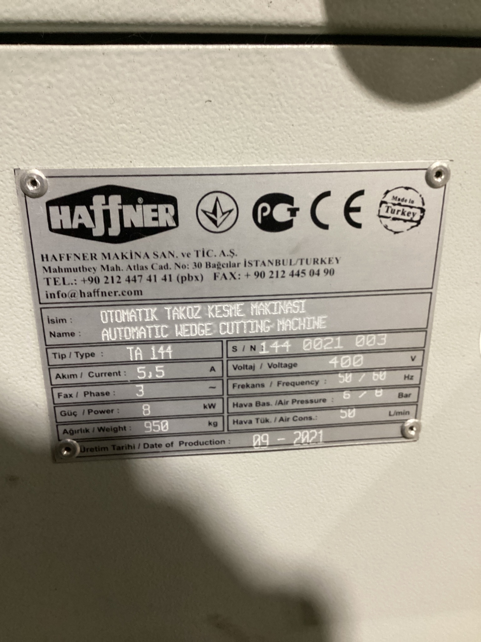 HAFFNER TA 144 Automatic Aluminum Cleat Cutting Saw 600mm 8kW NEW 6