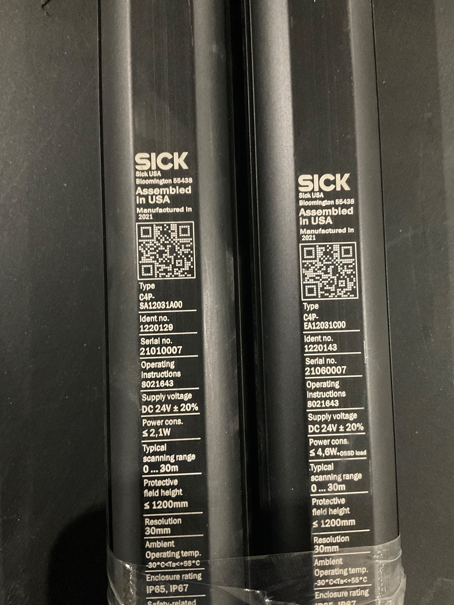 SICK C4P-SA12031A00/C4P-EA12031C00 SAFETY LIGHT CURTAIN SET USED 1