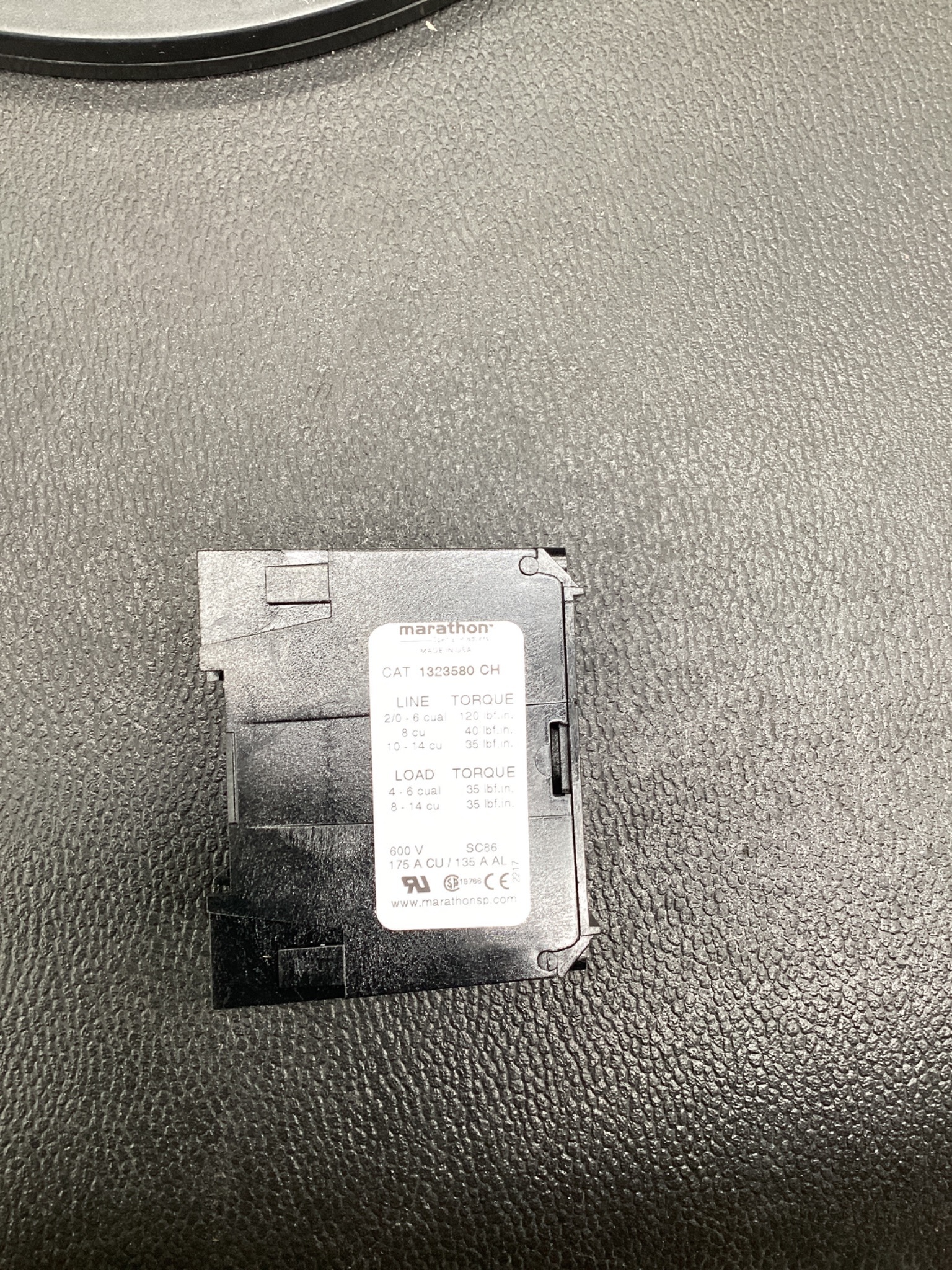 MARATHON 1323580 CH 3-Pole 175A Power Distribution Block 600V USED 3