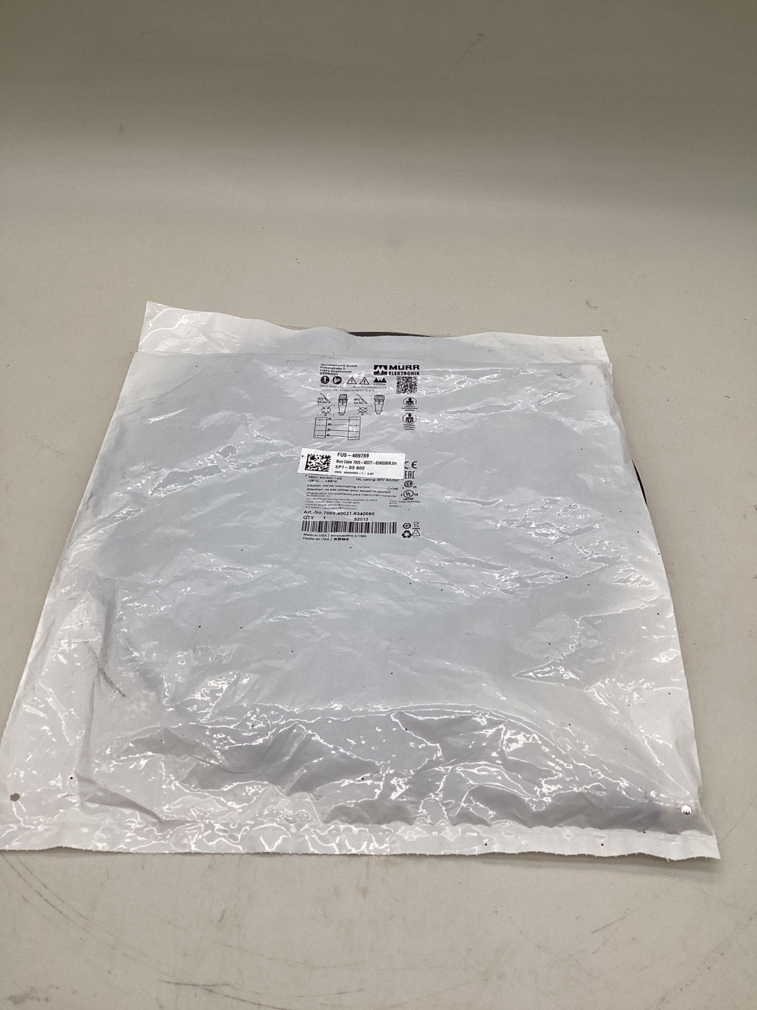 MURR ELEKTRONIK 7000-40021-6340060 M12 Sensor Actuator Cordset 0.6M NEW 0