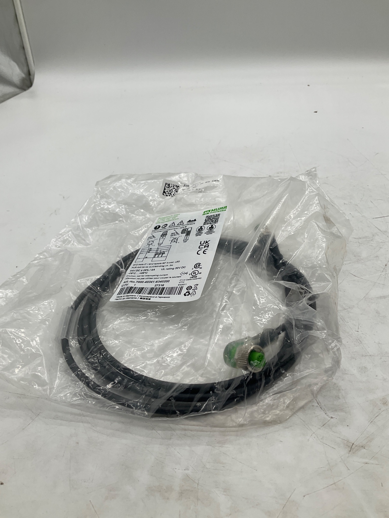 MURR ELEKTRONIK 7000-40341-6340200 M12 LED Cordset 2M NEW 1