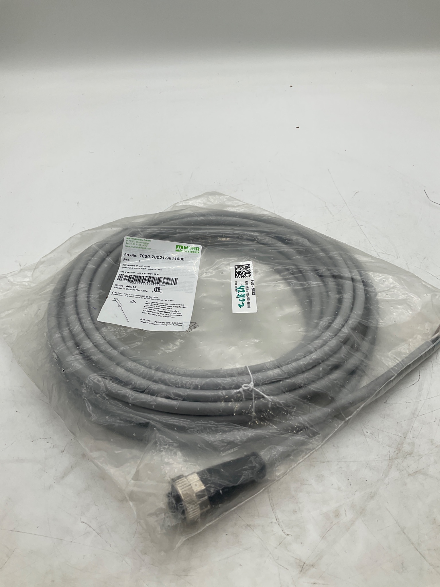 MURR ELEKTRONIK 7000-78021-9611000 7/8" Female Power Cable 10M NEW 0