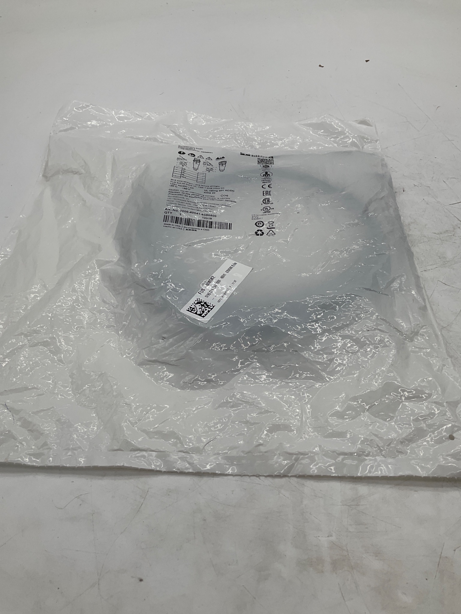 MURR ELEKTRONIK 7000-40041-6350500 M12 Shielded Cordset 5M NEW 0