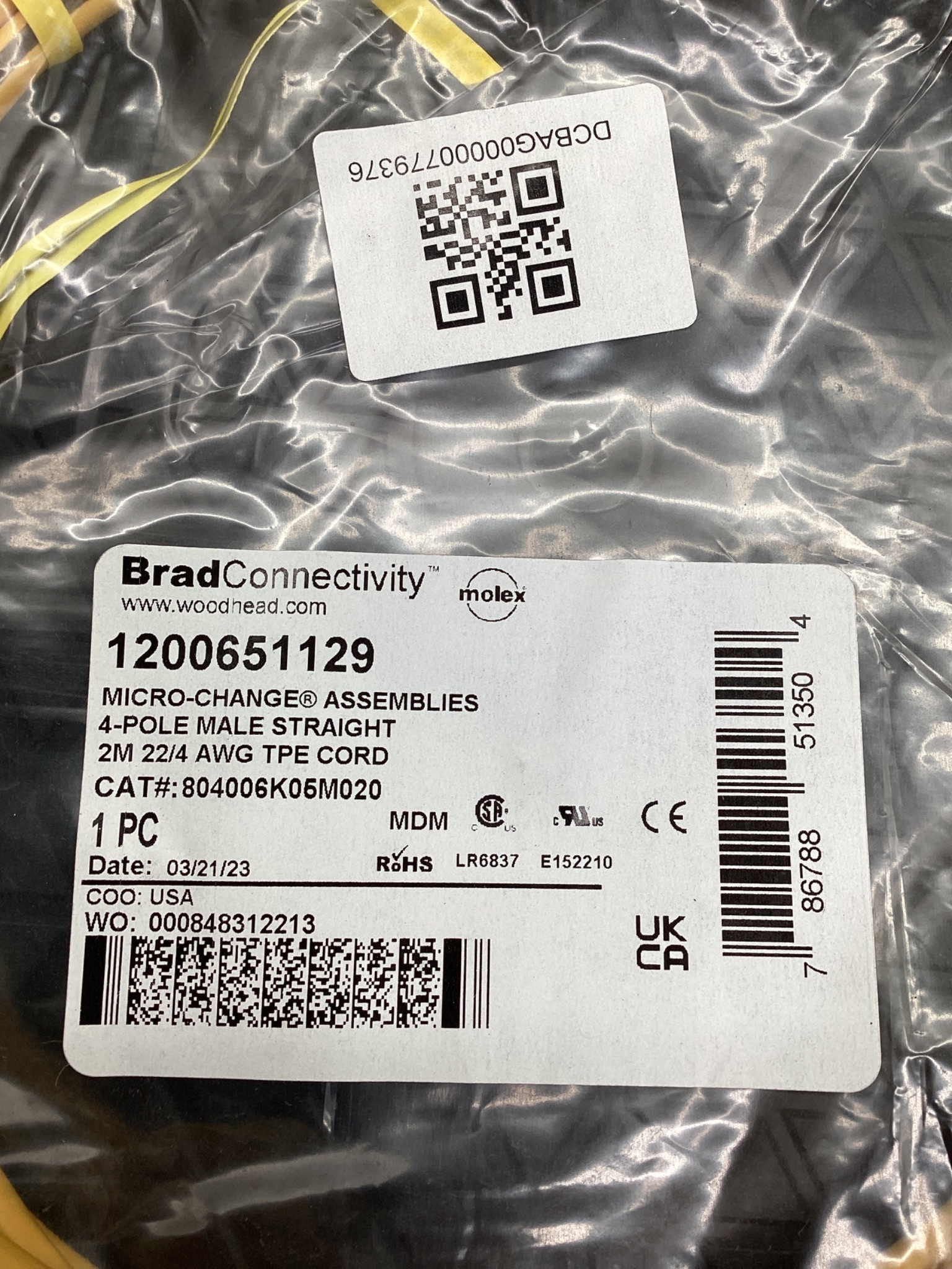 MOLEX / BRAD CONNECTIVITY 1200651129 Micro-Change Cable 2M NEW 1