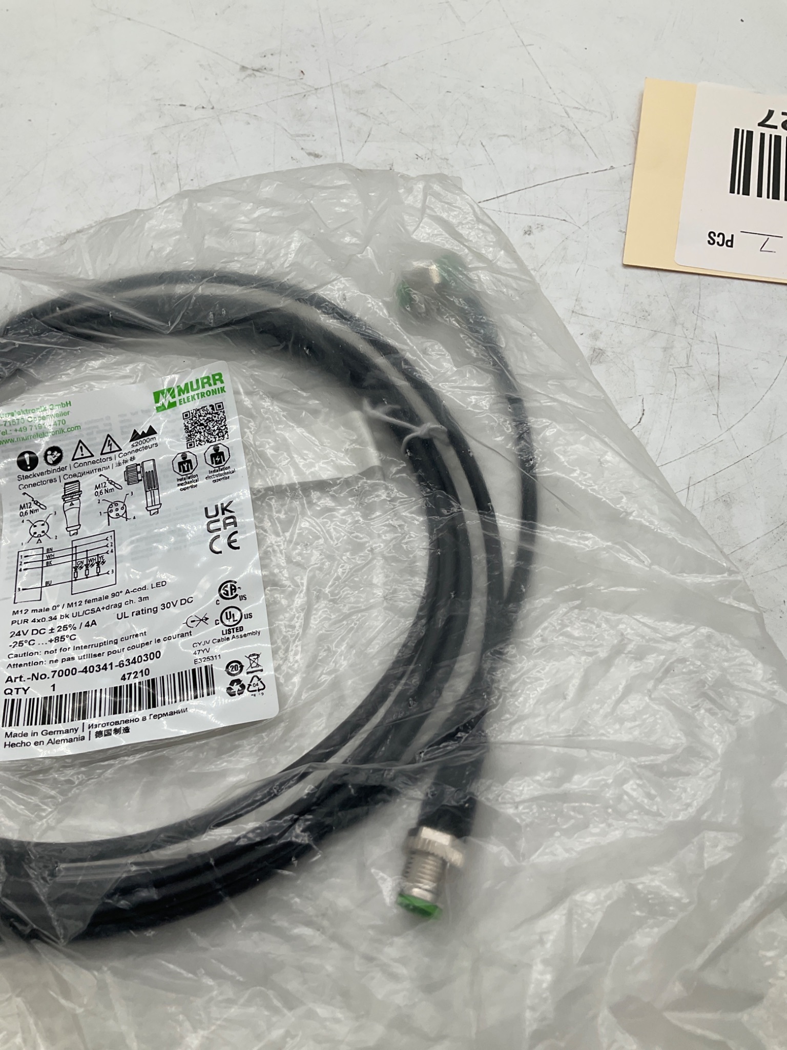 MURR ELEKTRONIK 7000-40341-6340300 M12 LED Cordset 3M NEW 2