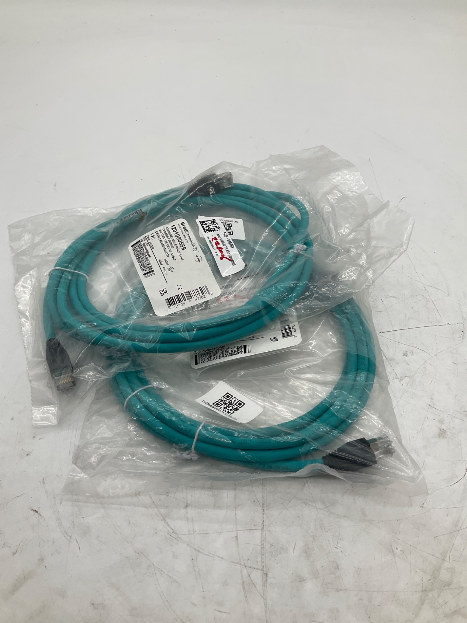 MOLEX / BRAD CONNECTIVITY 1201080559 RJ45 Ethernet Cordset 3M (LOT OF 2) NEW 0