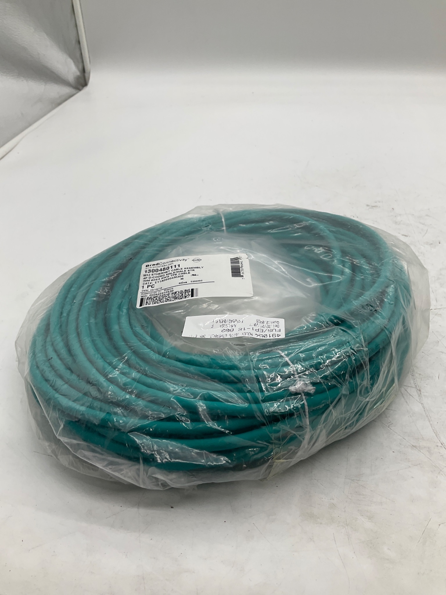 MOLEX / BRAD CONNECTIVITY 1300480111 M12 D-Coded Ethernet Cordset 30M NEW 0