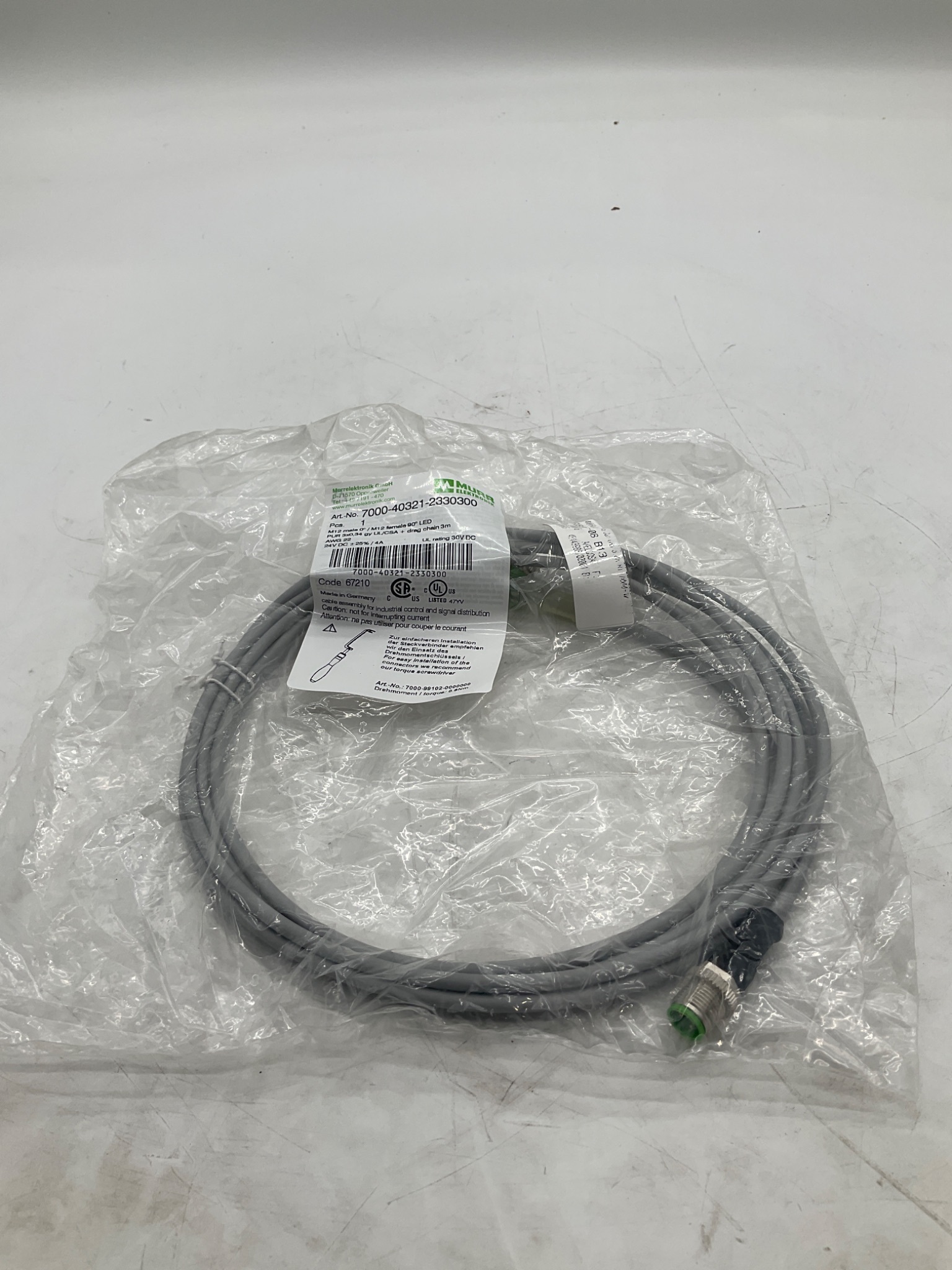MURR ELEKTRONIK 7000-40321-2330300 M12 LED Cordset 3M NEW 0